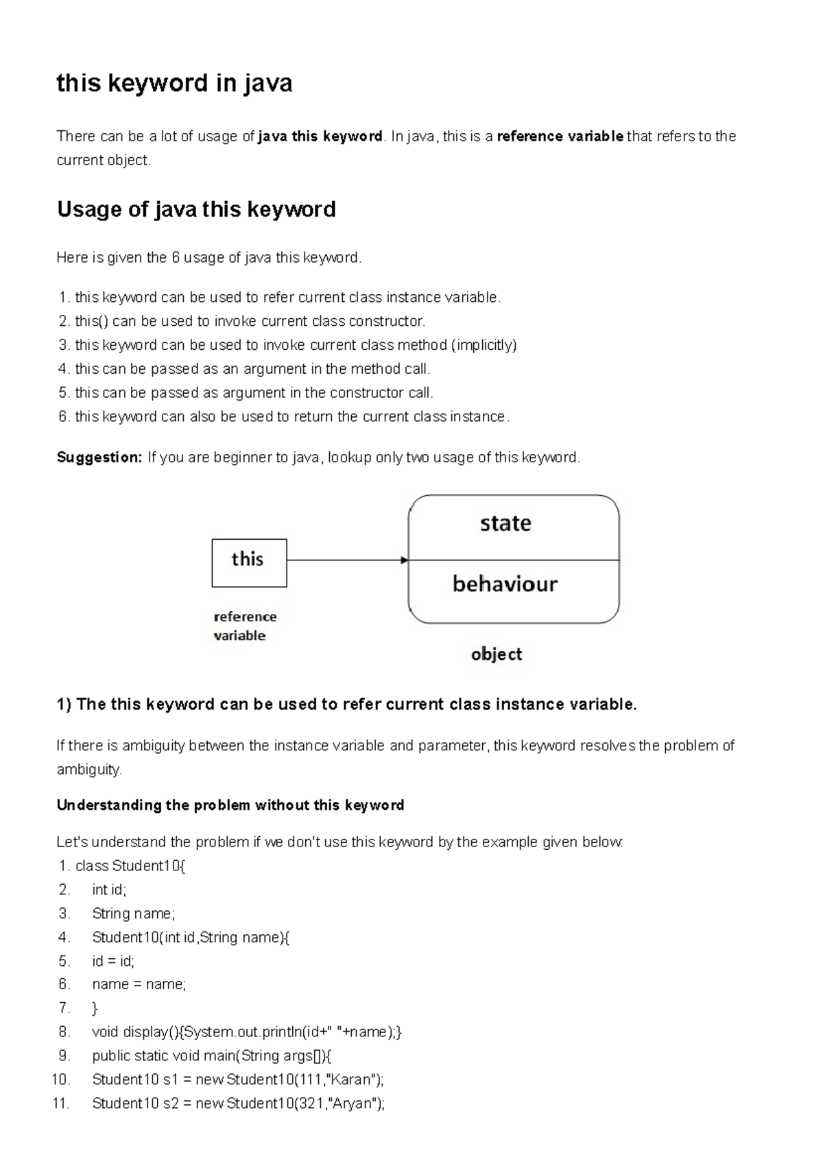 This keyword in java - There can be a lot of usage of java this keyword ...