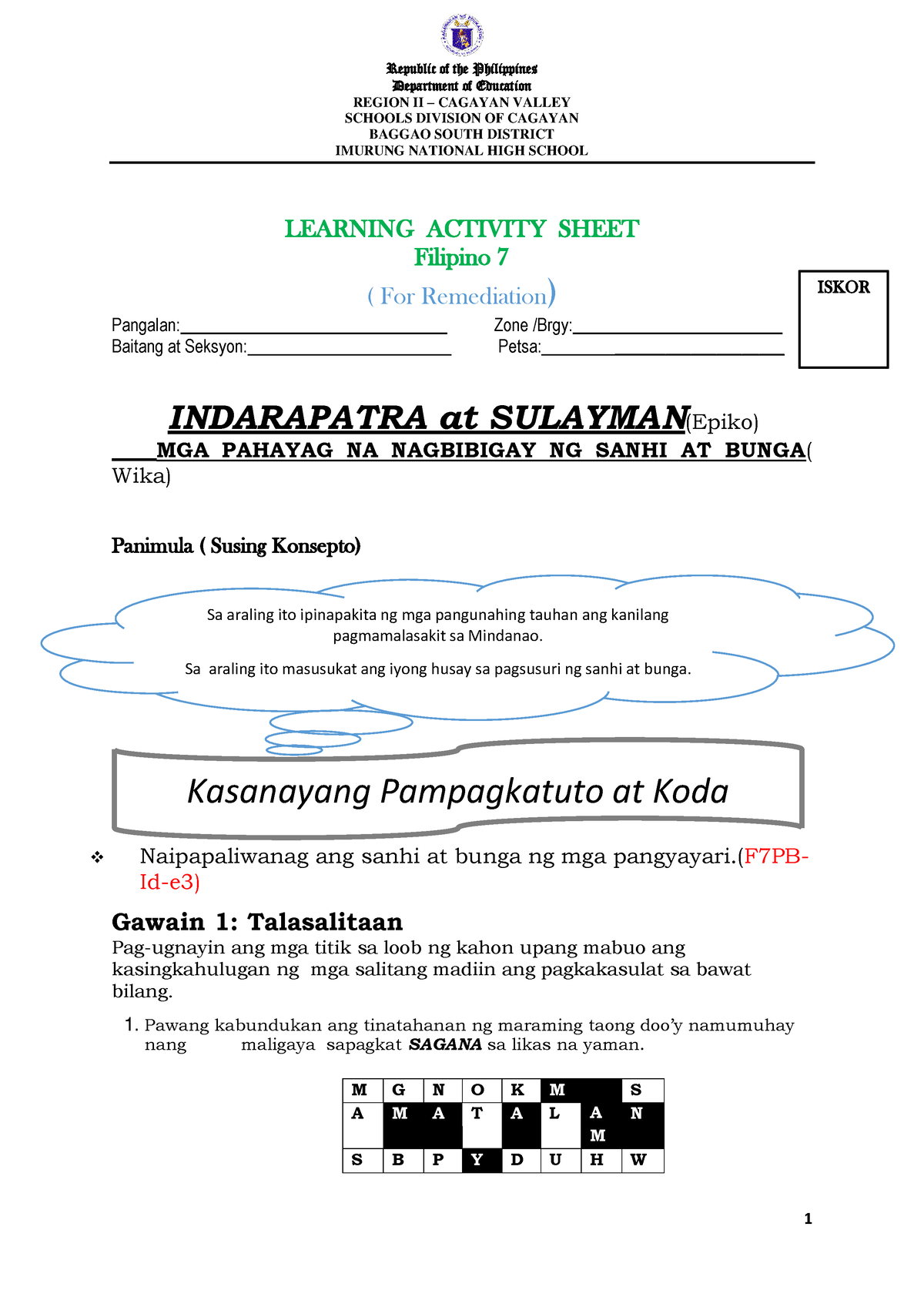 Remediation Filipino 7 Pdf - Department Of Education REGION II ...