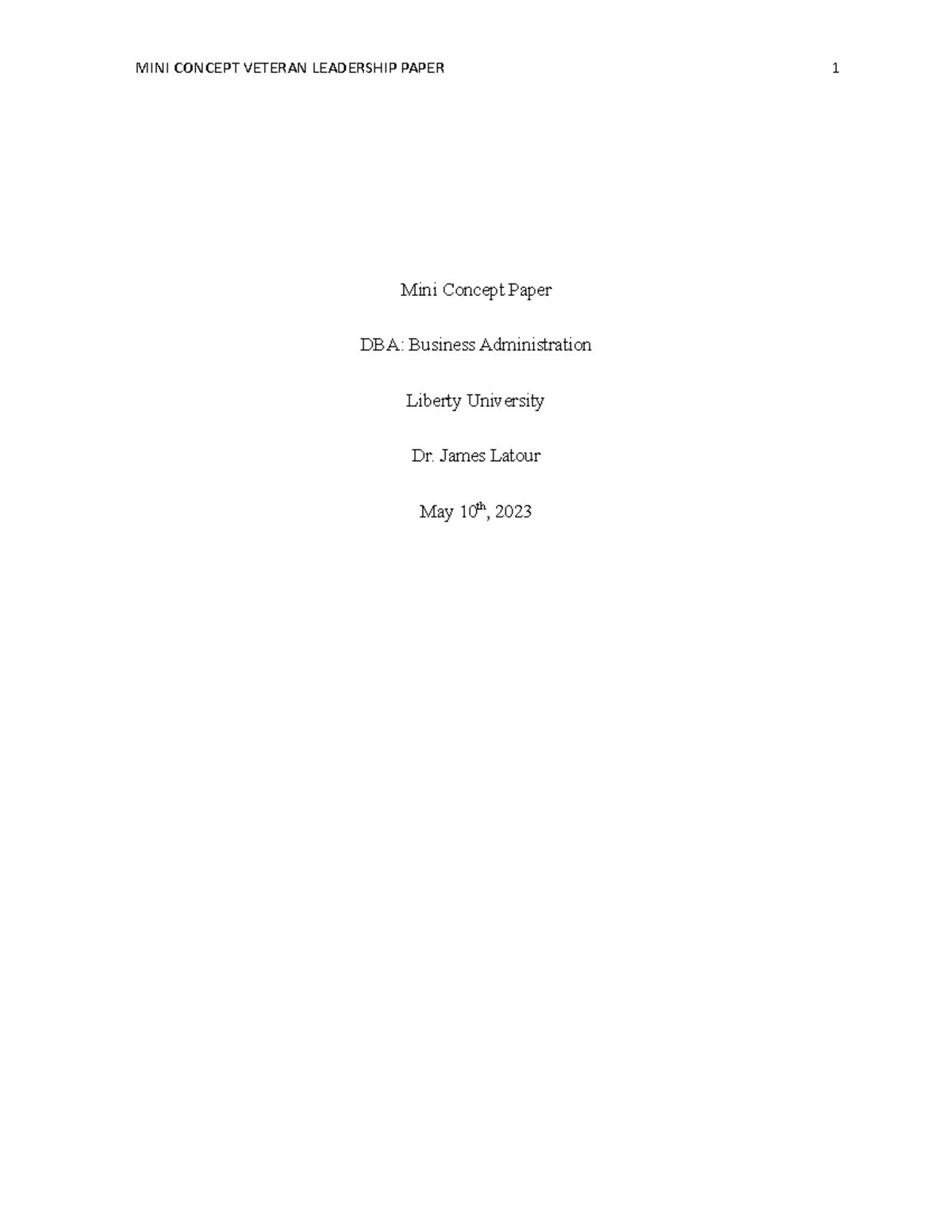 Mini Concept Paper - Mini Concept Paper DBA: Business Administration ...