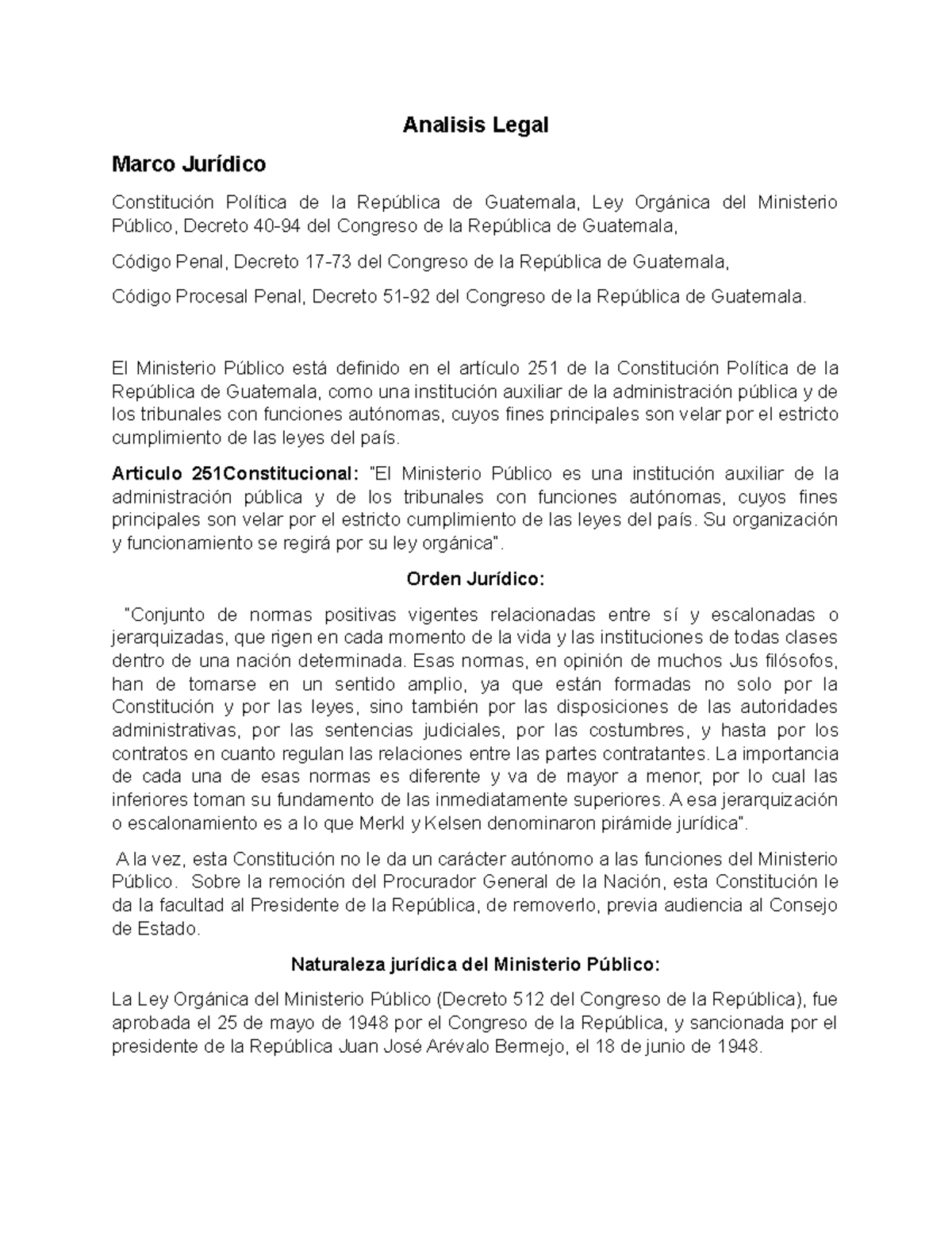 Analisis Legal MP - Analisis Legal Marco Jurídico Constitución Política ...