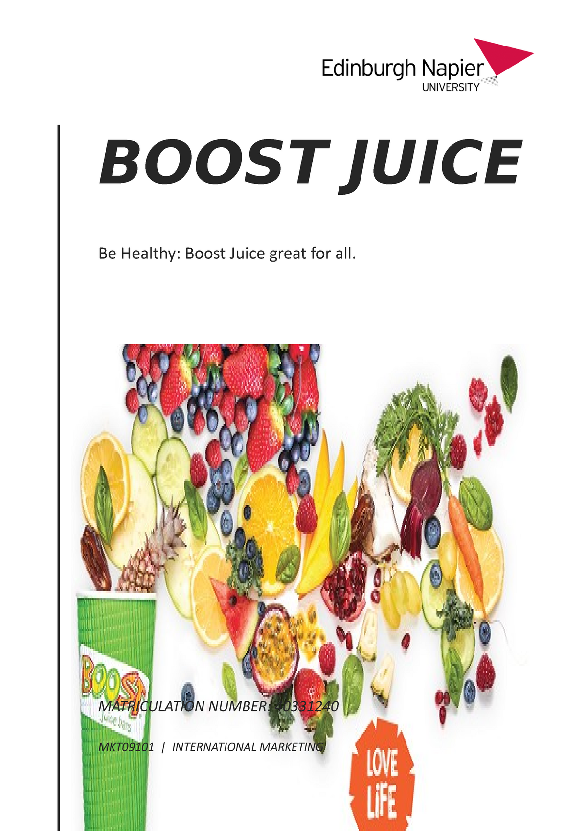 Boost Juice Assessment Studocu