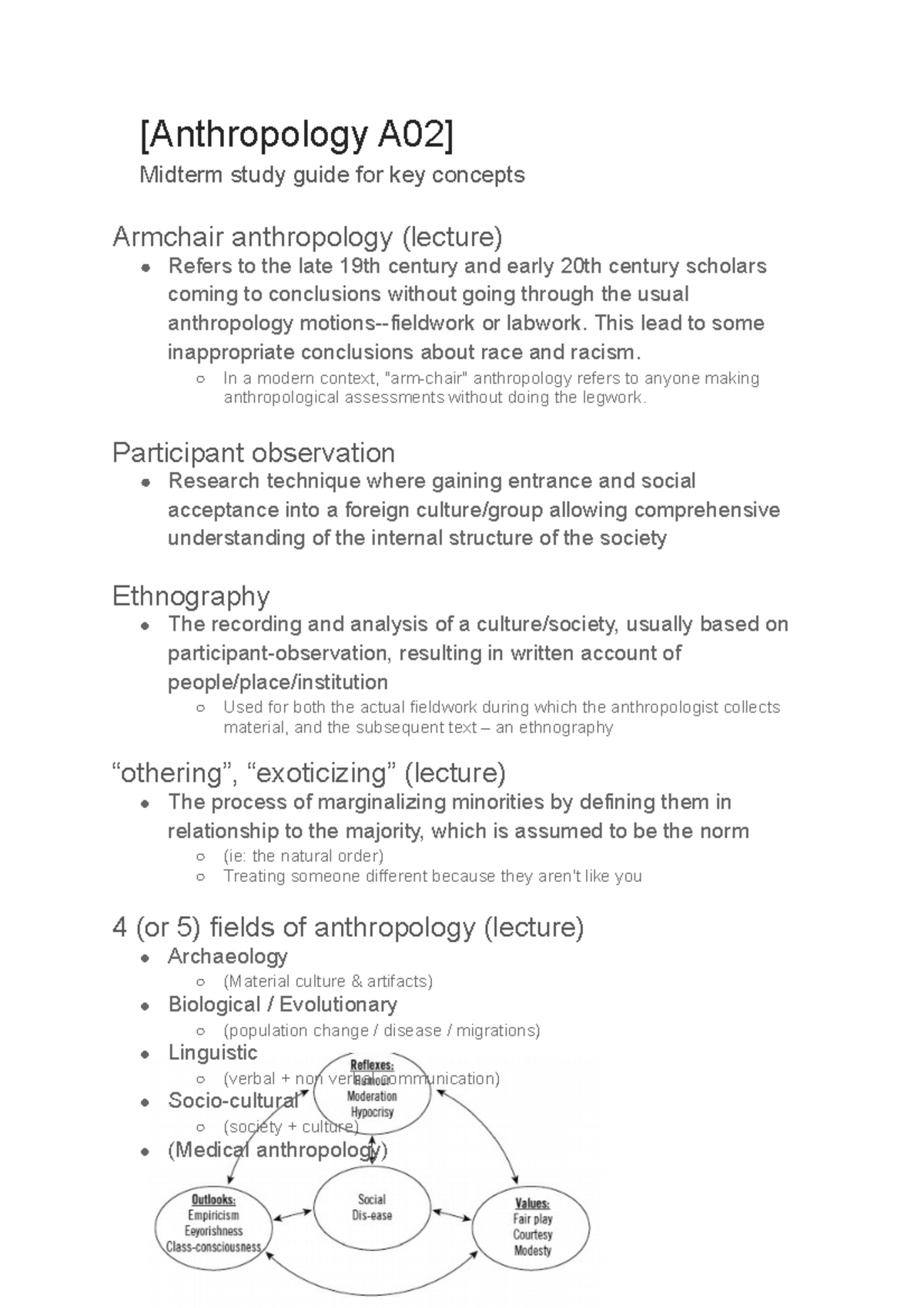 Anthropology Midterm notes [Anthropology A02] Midterm study guide for