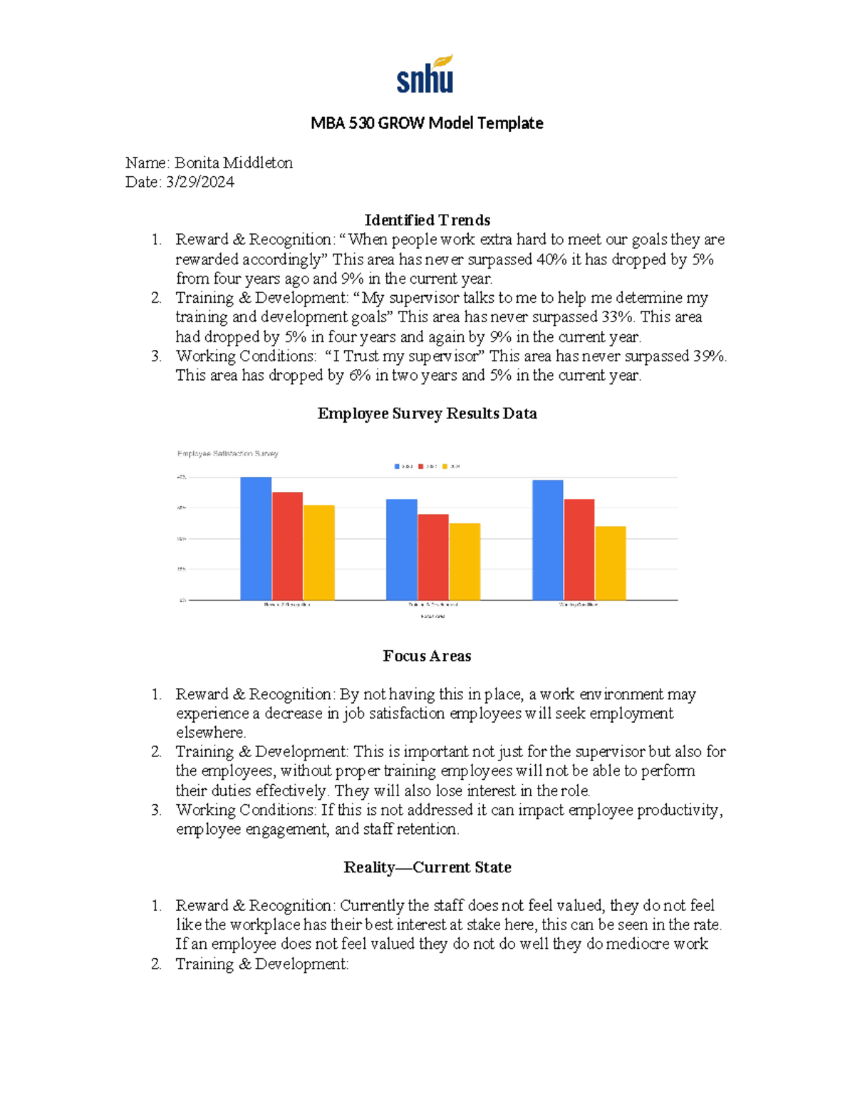 Week 5-1 Assignment Employee Satisfaction Survey Results Evaluation ...