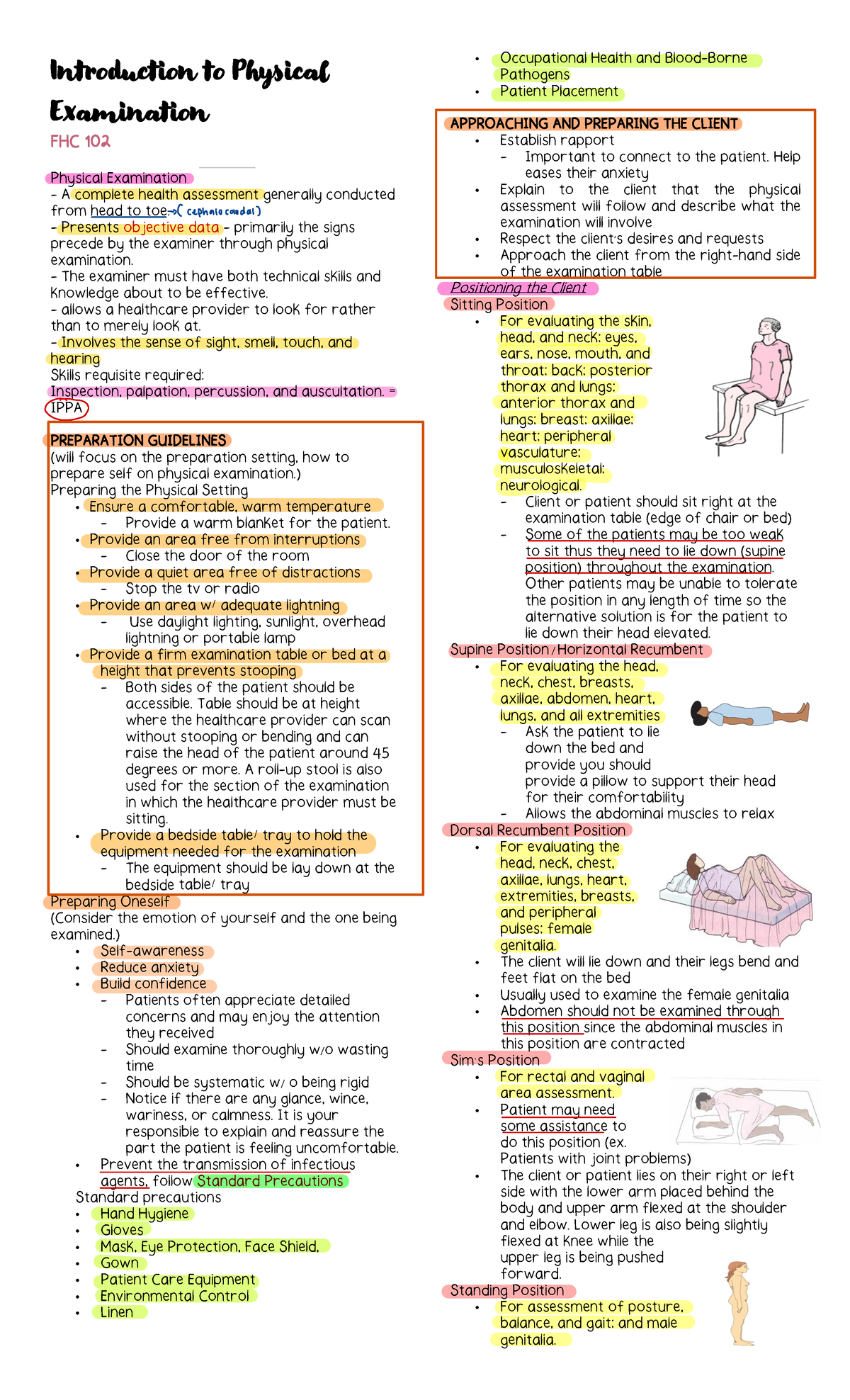 Different Positionings - 1. Supine Position / Dorsal / Horizontal Recumbent  :-  Patient lies Flat - Studocu