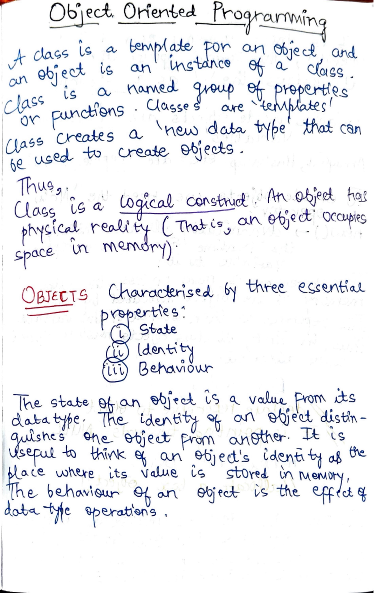 Java OOPs Notes - Object Oriented Programming A class is a template for ...