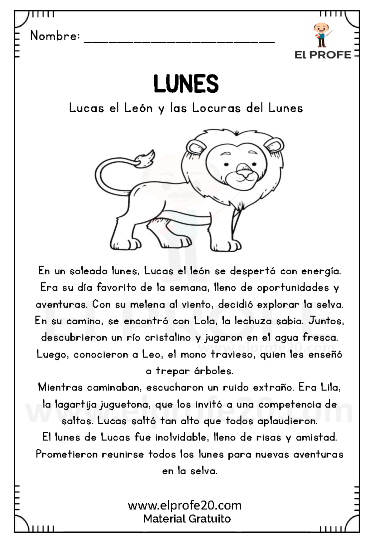 Cuadernillo cuentos con los dias de la semana elprofe 20 - elprofe20 ...