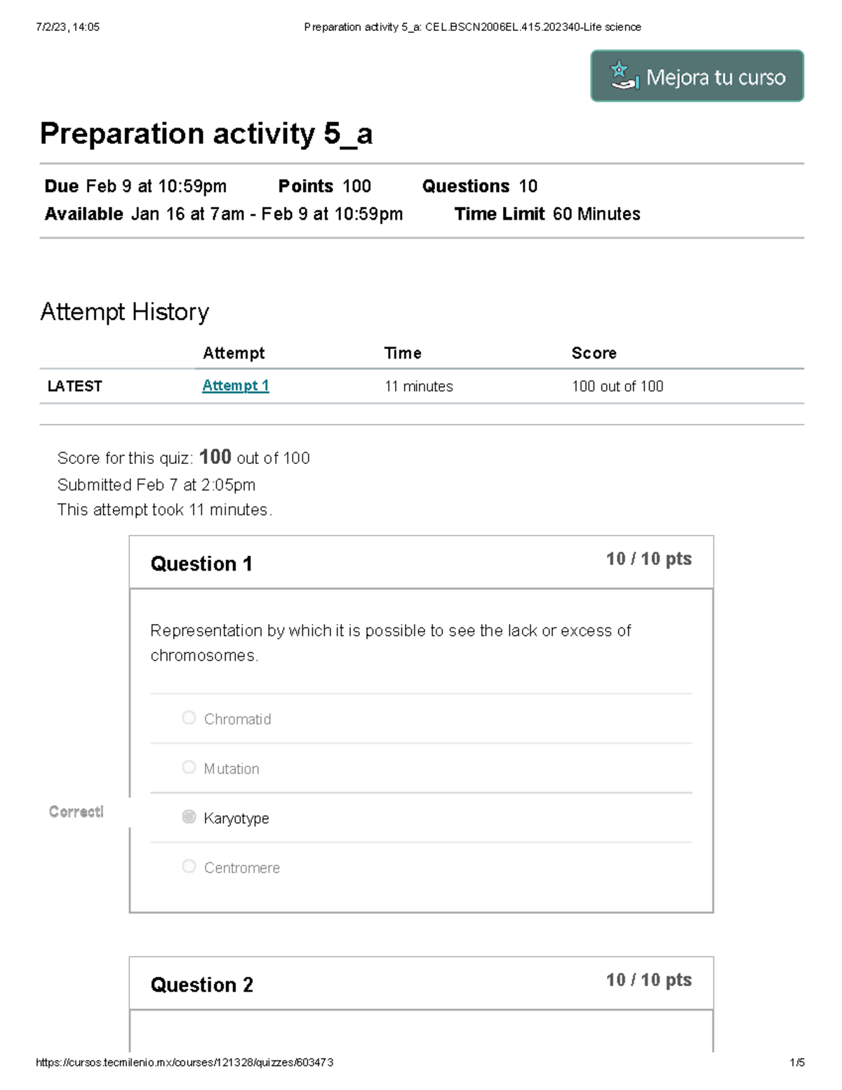 Preparation activity 5 - Question 1 10 / 10 pts Representation by which ...