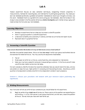 Lab C - Sample Methods Section with Table - Sample Methods section of ...