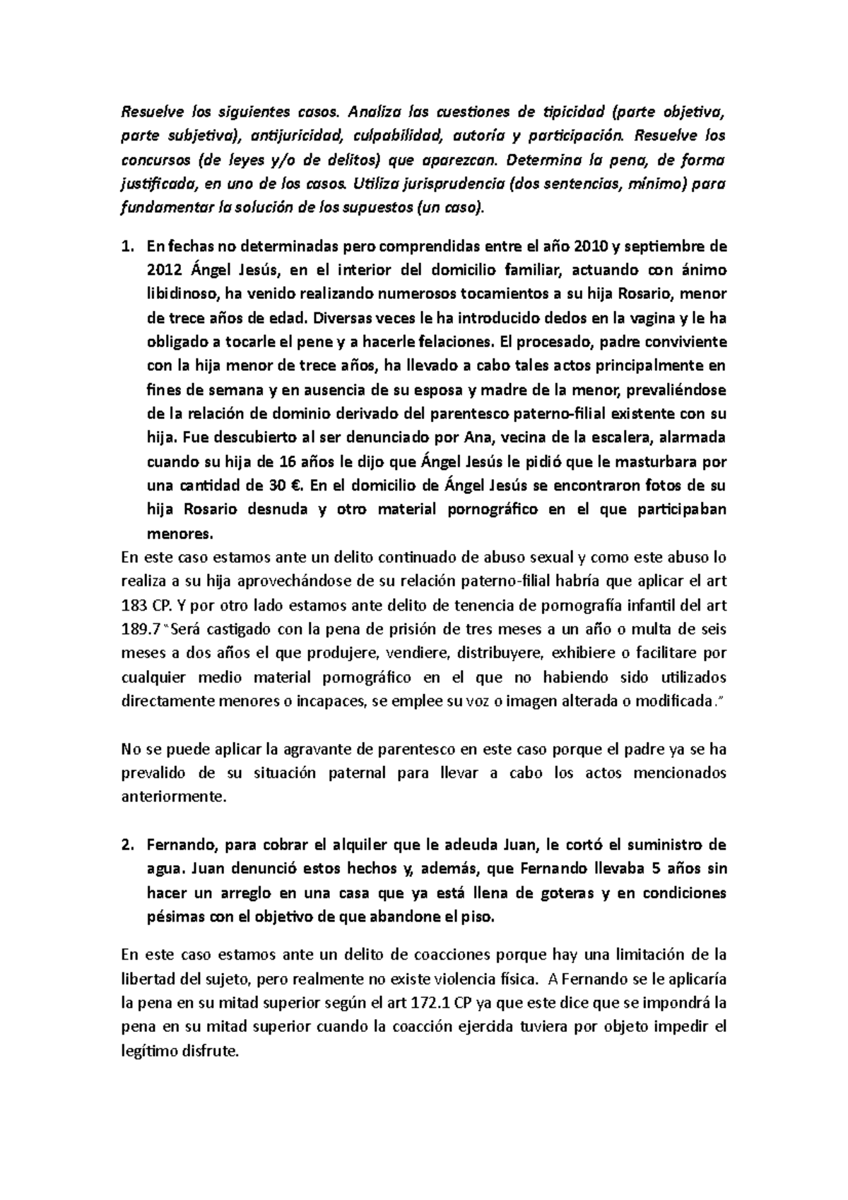 Practicas Penal Supuestos Obligatorios Profesor Juan Luis Fuentes 