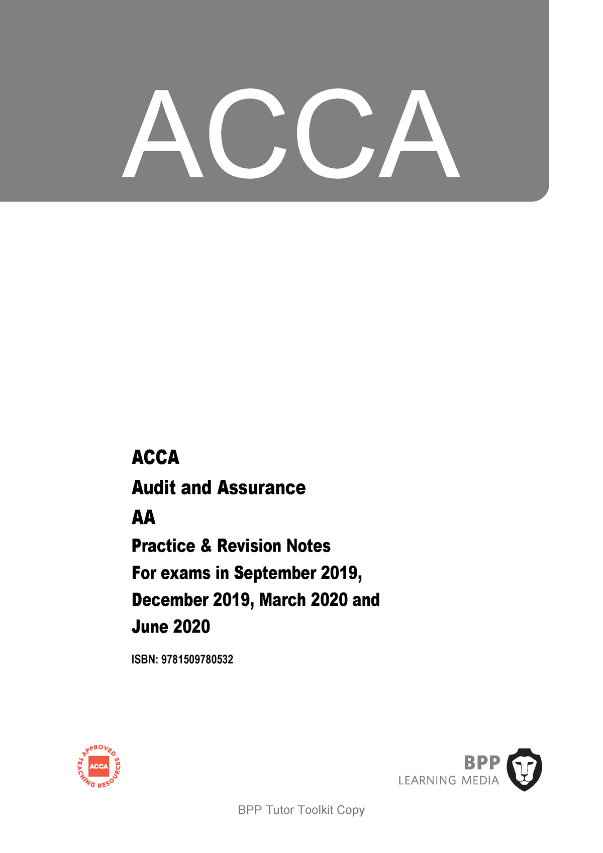 Audit And Assurance (AA) Revison Notes 2019 Unlocked - ACCA Audit And ...