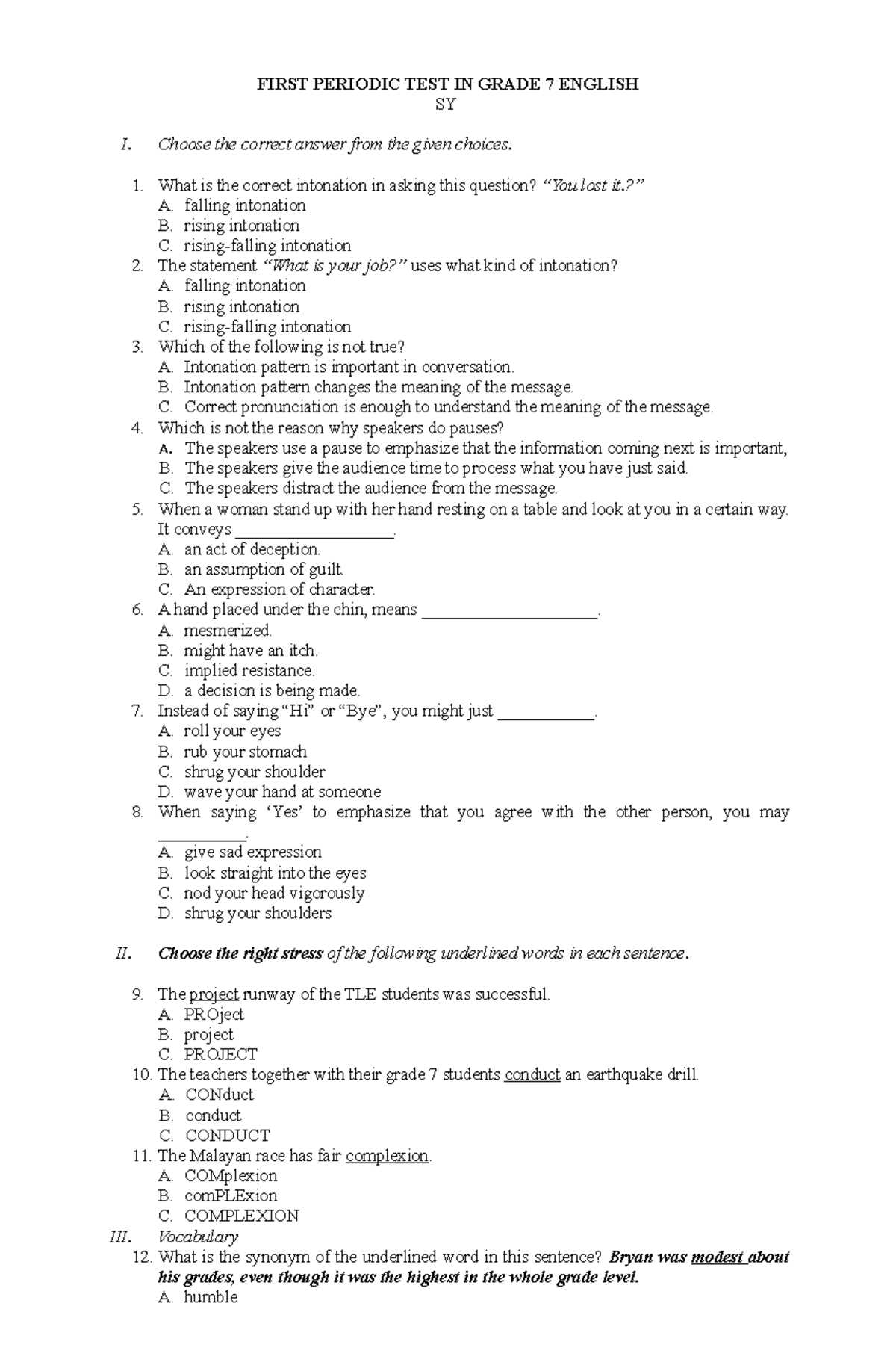 english 7 quarter 3 periodical test with tos