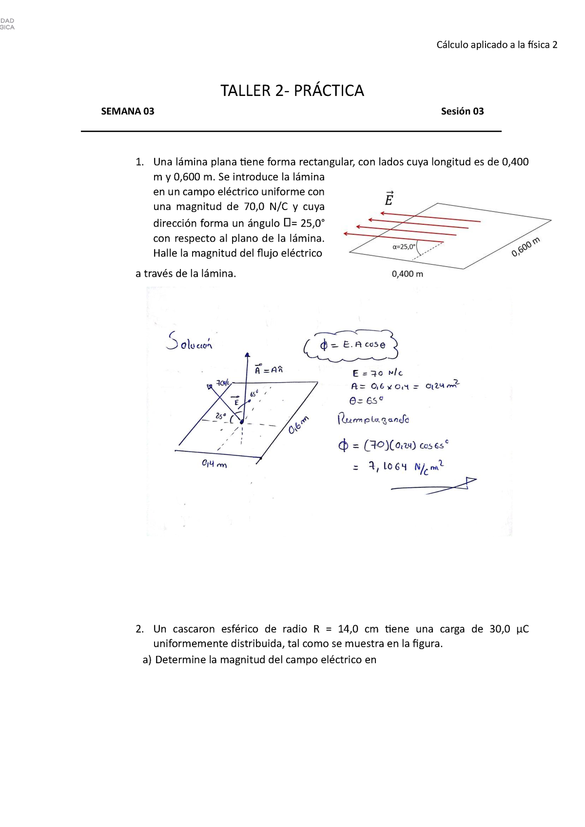 Taller N°3 CAF 2 - Cálculo Aplicado A La Física 2 TALLER 2- PRÁCTICA ...