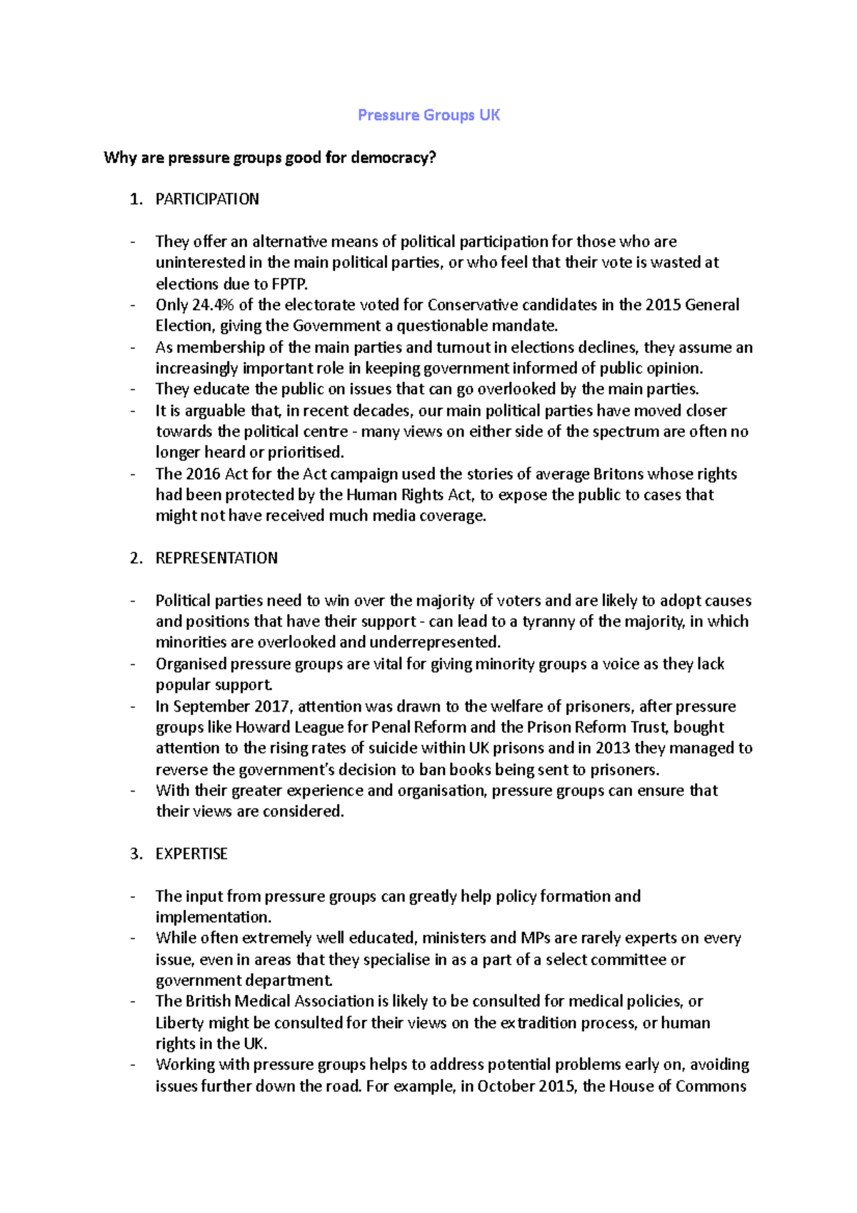 Pressure Groups UK - Politics - Pressure Groups UK Why are pressure