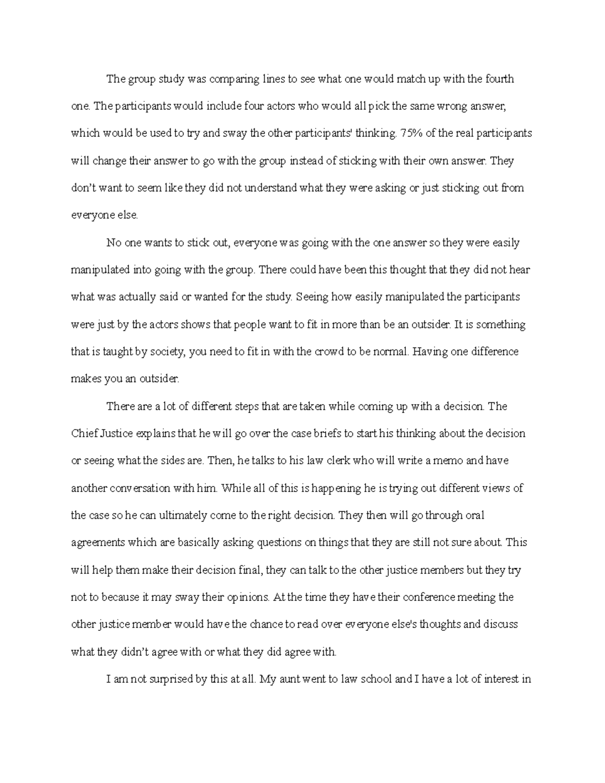 Sway book Essay The group study was comparing lines to see what one would match up with the