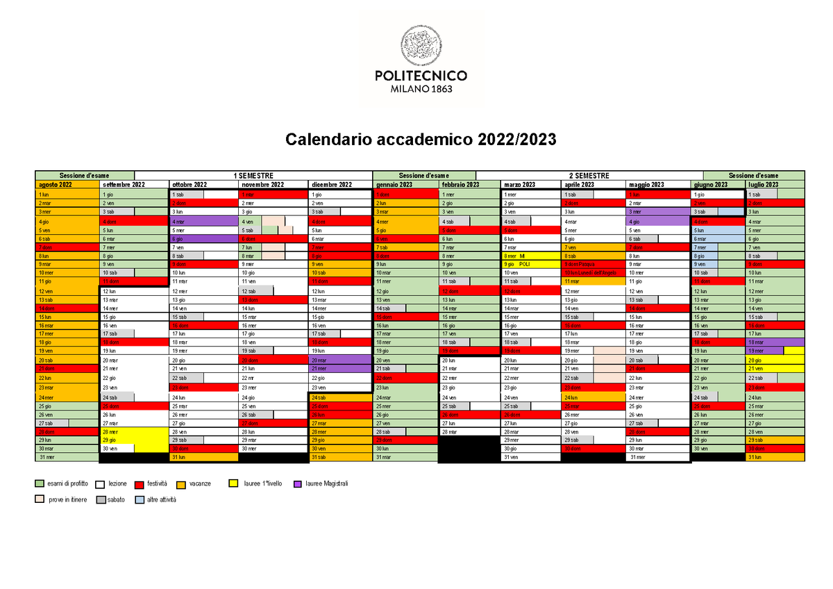 Calendario Accademico 2223 Calendario accademico 202 2/ 20 23