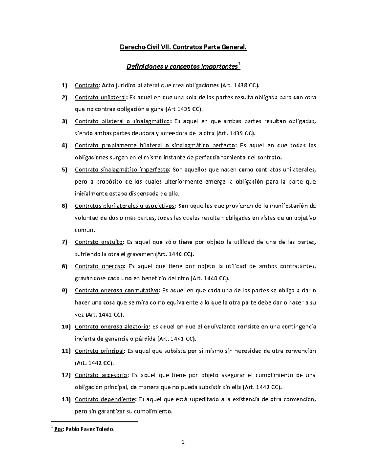 Civil VII Contratos Parte General Conceptos Y Definiciones Importantes ...