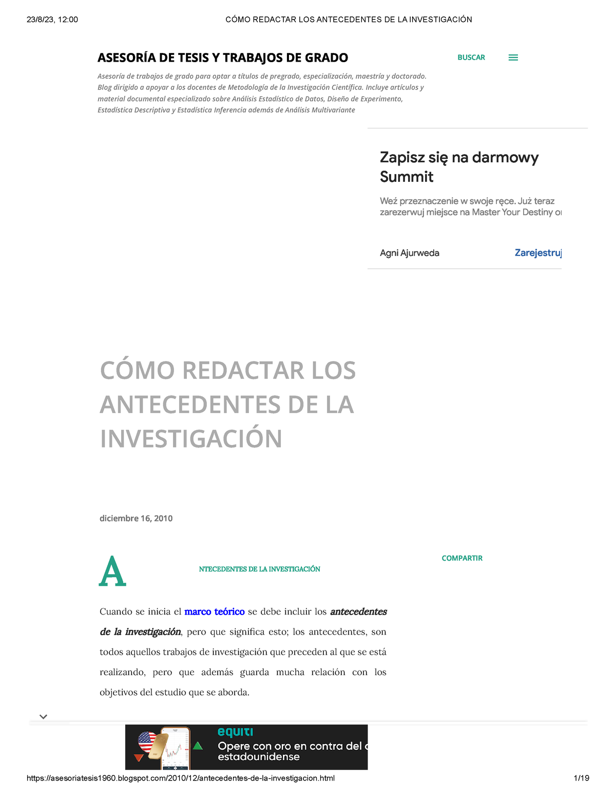 CÓmo Redactar Los Antecedentes De La Investigación AsesorÍa De Tesis