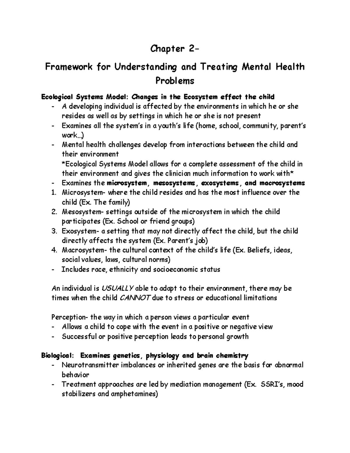 Chapter 2 Psych - Chapter 2- Framework For Understanding And Treating ...