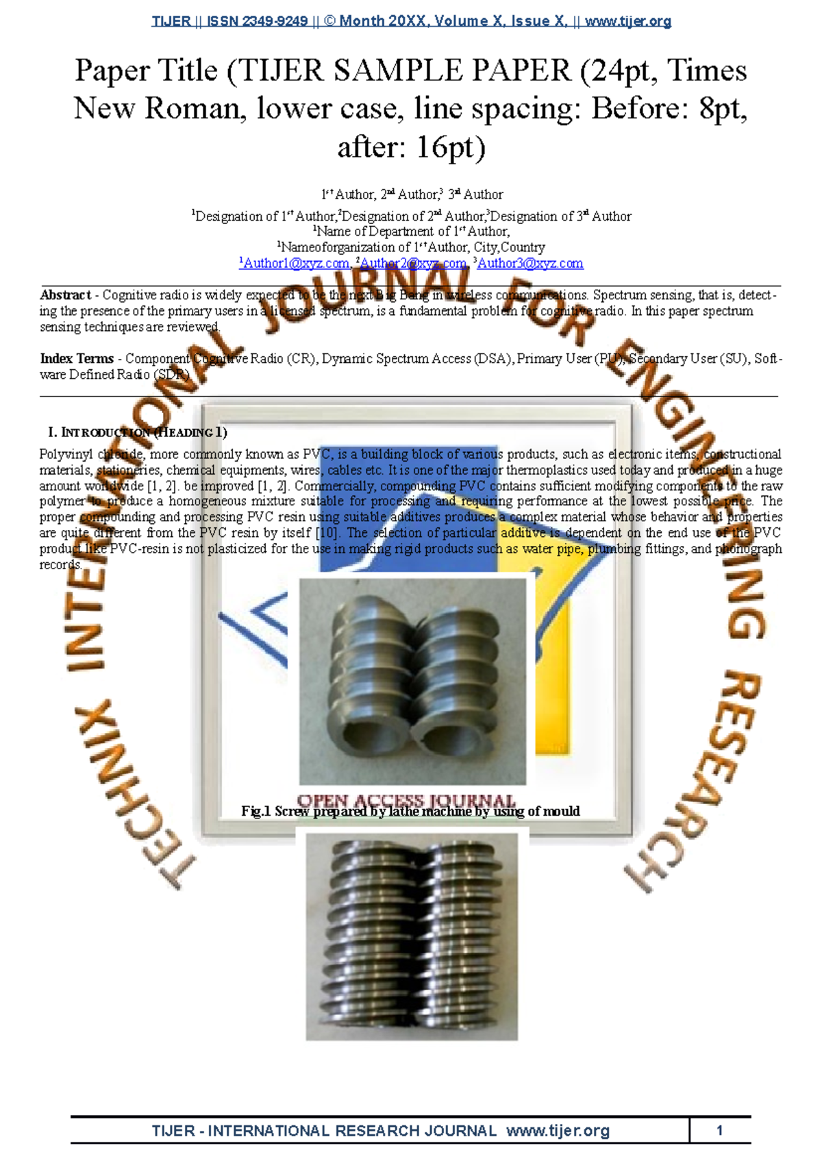 Paper Format - TIJER || ISSN 2349-9249 || © Month 20XX, Volume X, Issue ...