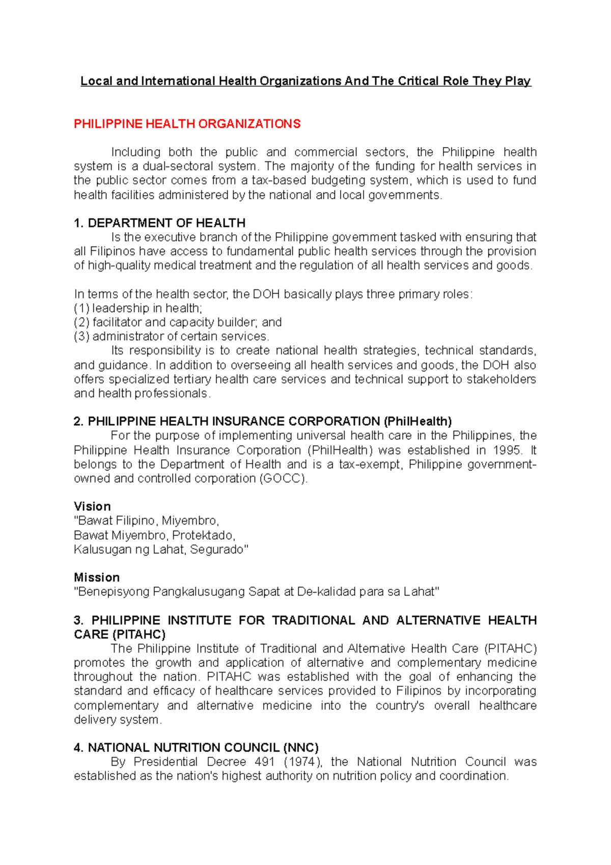 Local and International Health Organizations And The Critical Role They ...