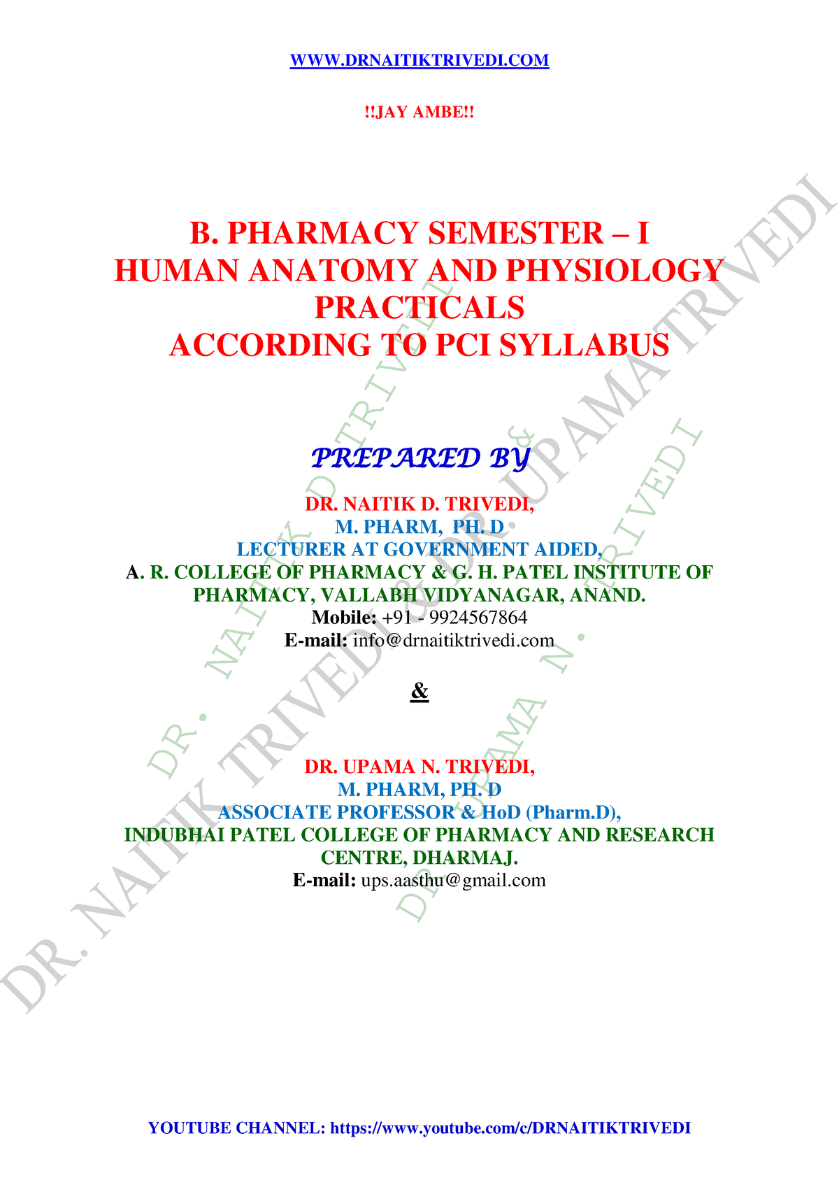 HAP I FULL Journal - 2 Nd Semester - DR. NAITIK D TRIVEDI & DR. UPAMA N ...