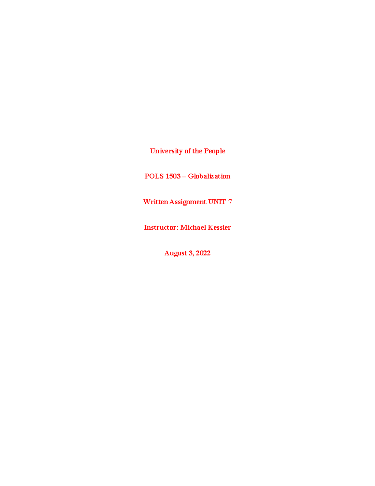 Pols 1503 Globalization Written Assignment Unit 7 University Of The People Pols 1503 Studocu Pols 1503 Globalization Written Assignment Unit 7 University Of The People Pols 1503 Studocu