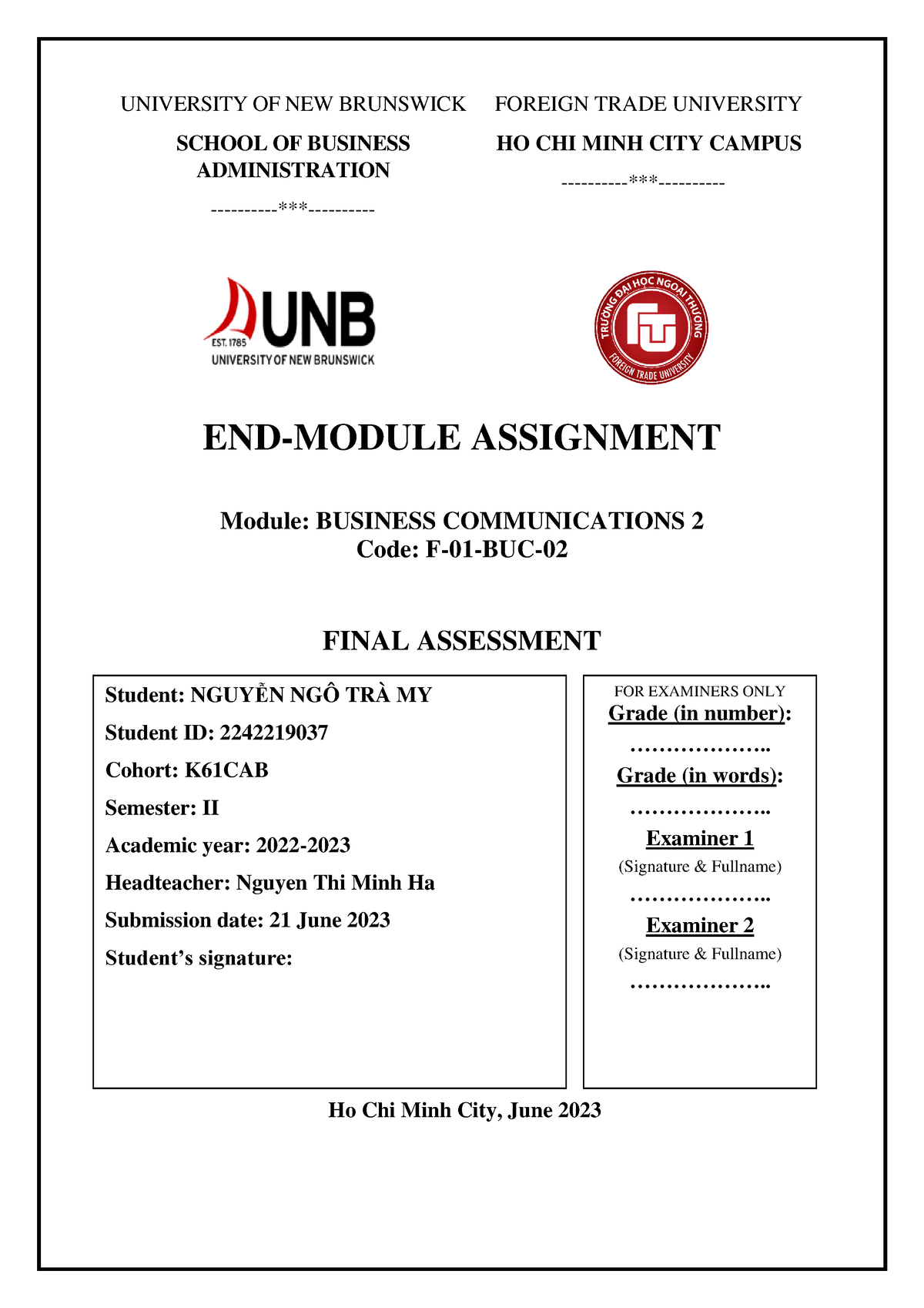 Final Term Business Communication 2 - END-MODULE ASSIGNMENT Module ...