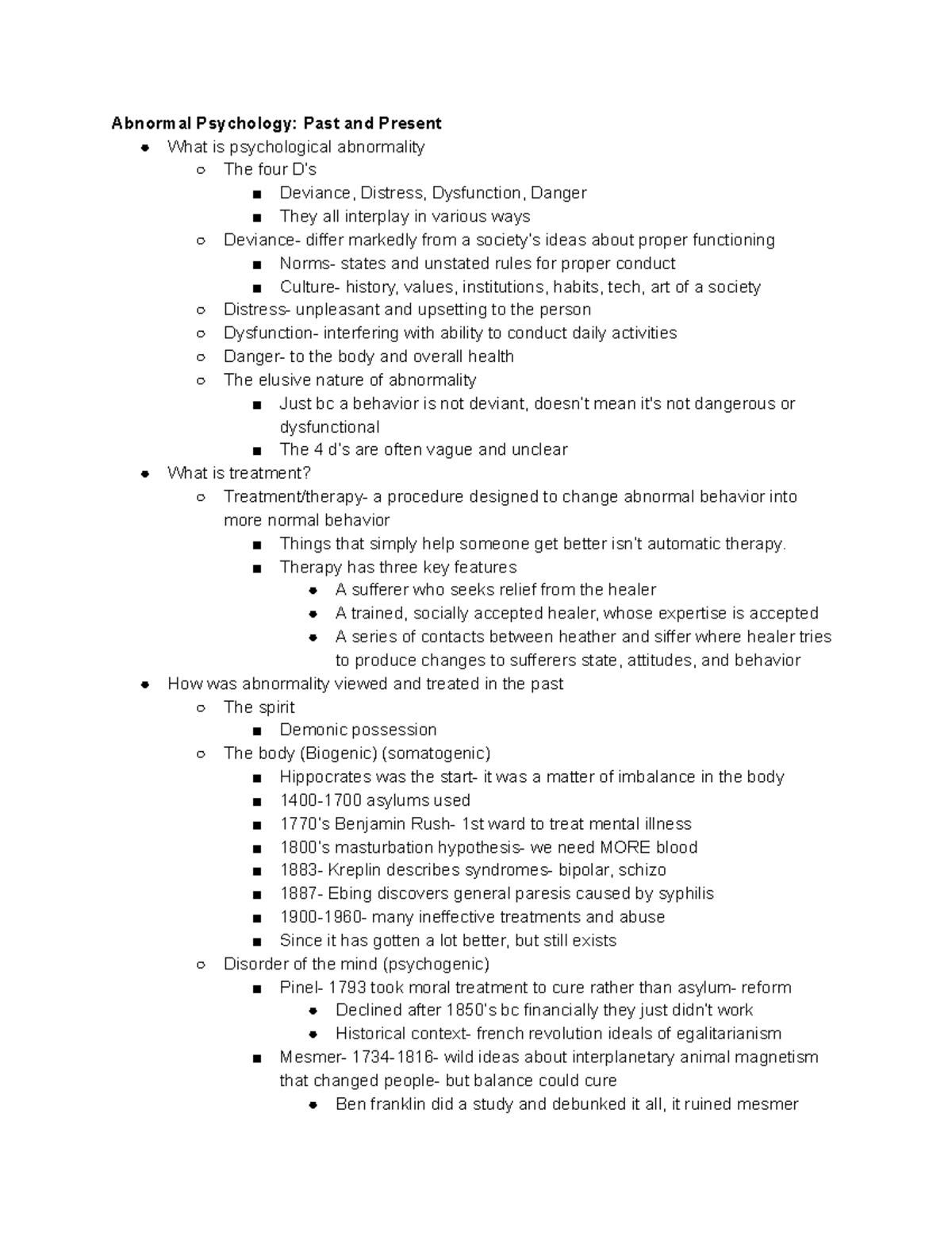 Abnormal 1 Past and Present - Abnormal Psychology: Past and Present ...