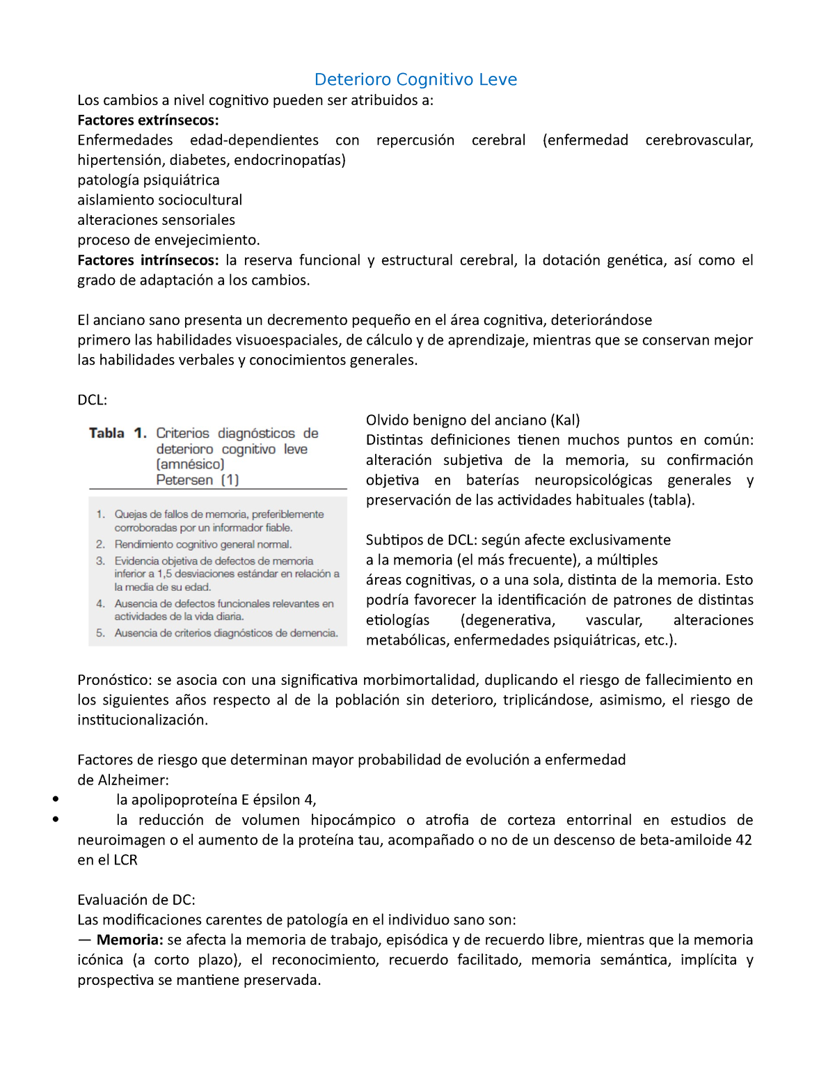 Deterioro Cognitivo Leve - Factores Intrínsecos: La Reserva Funcional Y ...