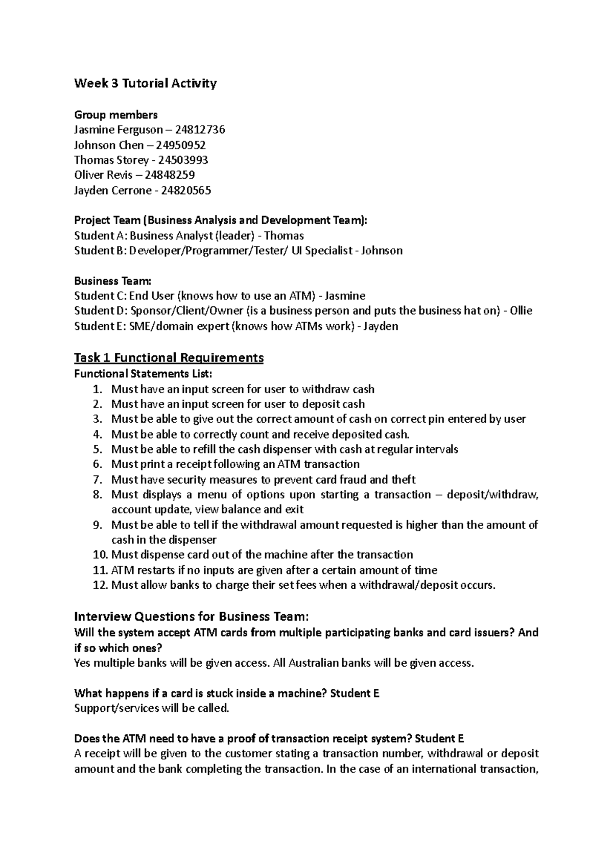 Week 3 Tutorial Activity - Week 3 Tutorial Activity Group members ...