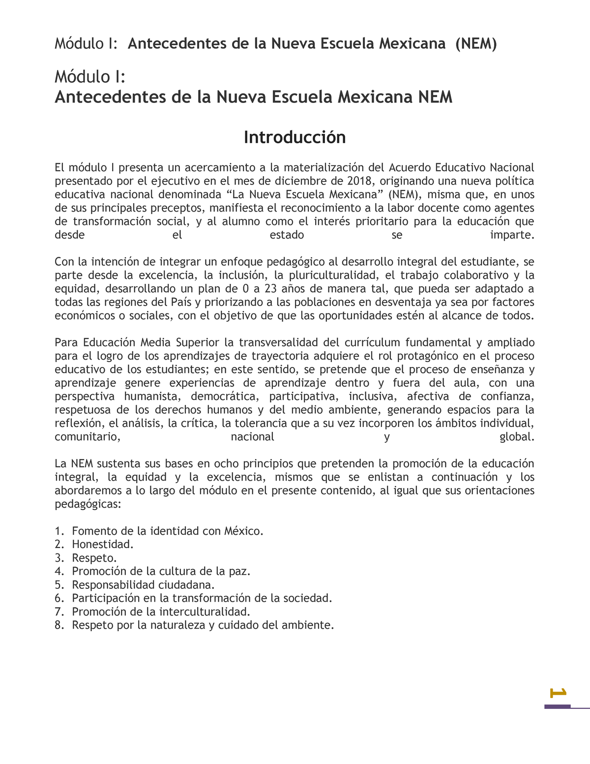 Modulo 1 Antecedentes NEM - 1 Módulo I: Antecedentes De La Nueva ...