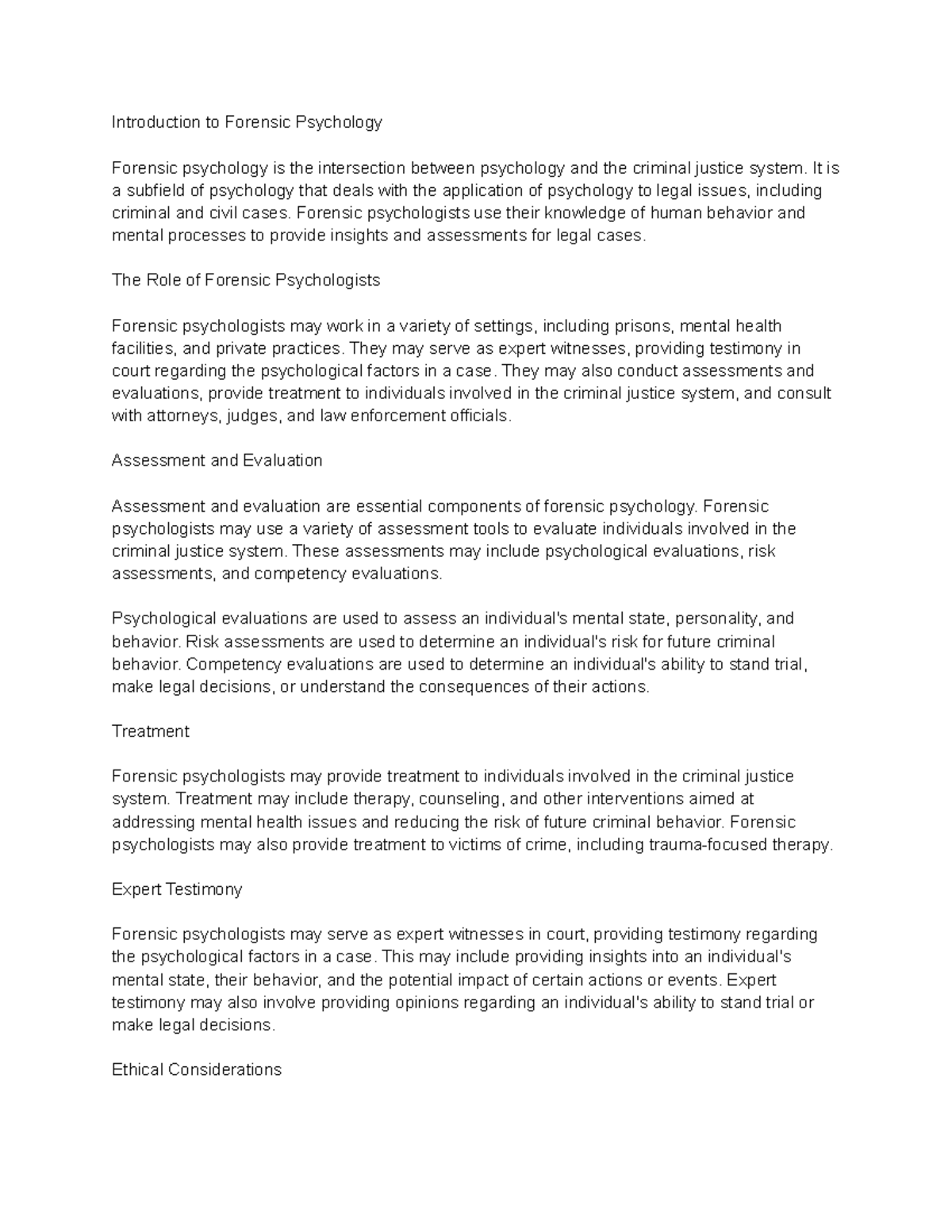 forensic psychology personal statement undergraduate