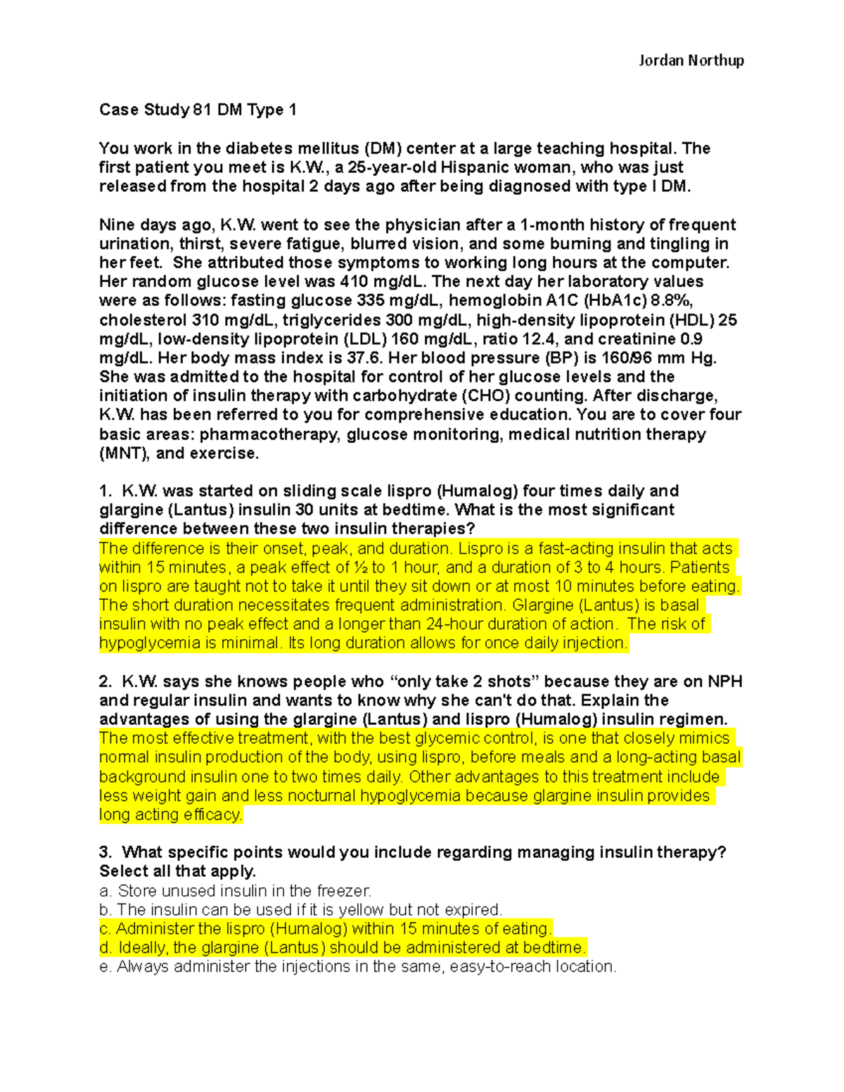 case study 81 diabetes mellitus type 1