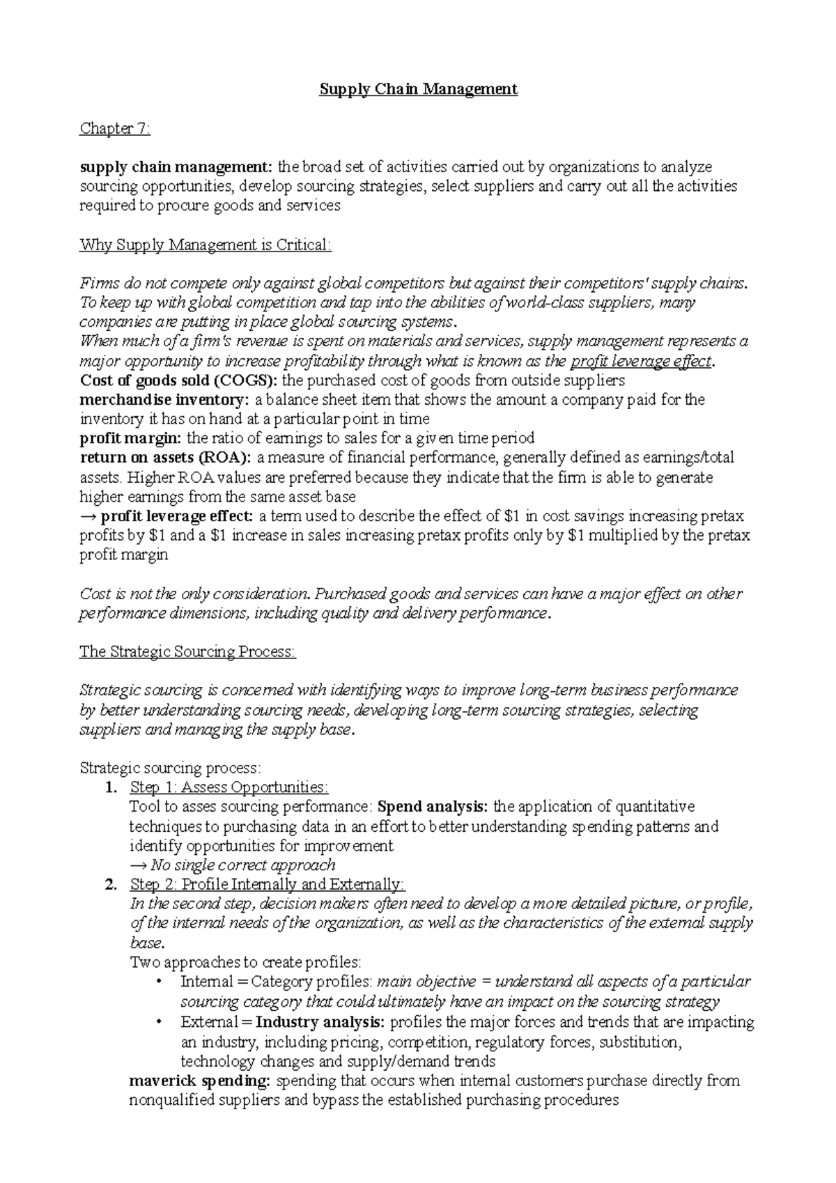 Supply Chain Management Chapter 7 - To keep up with global competition ...