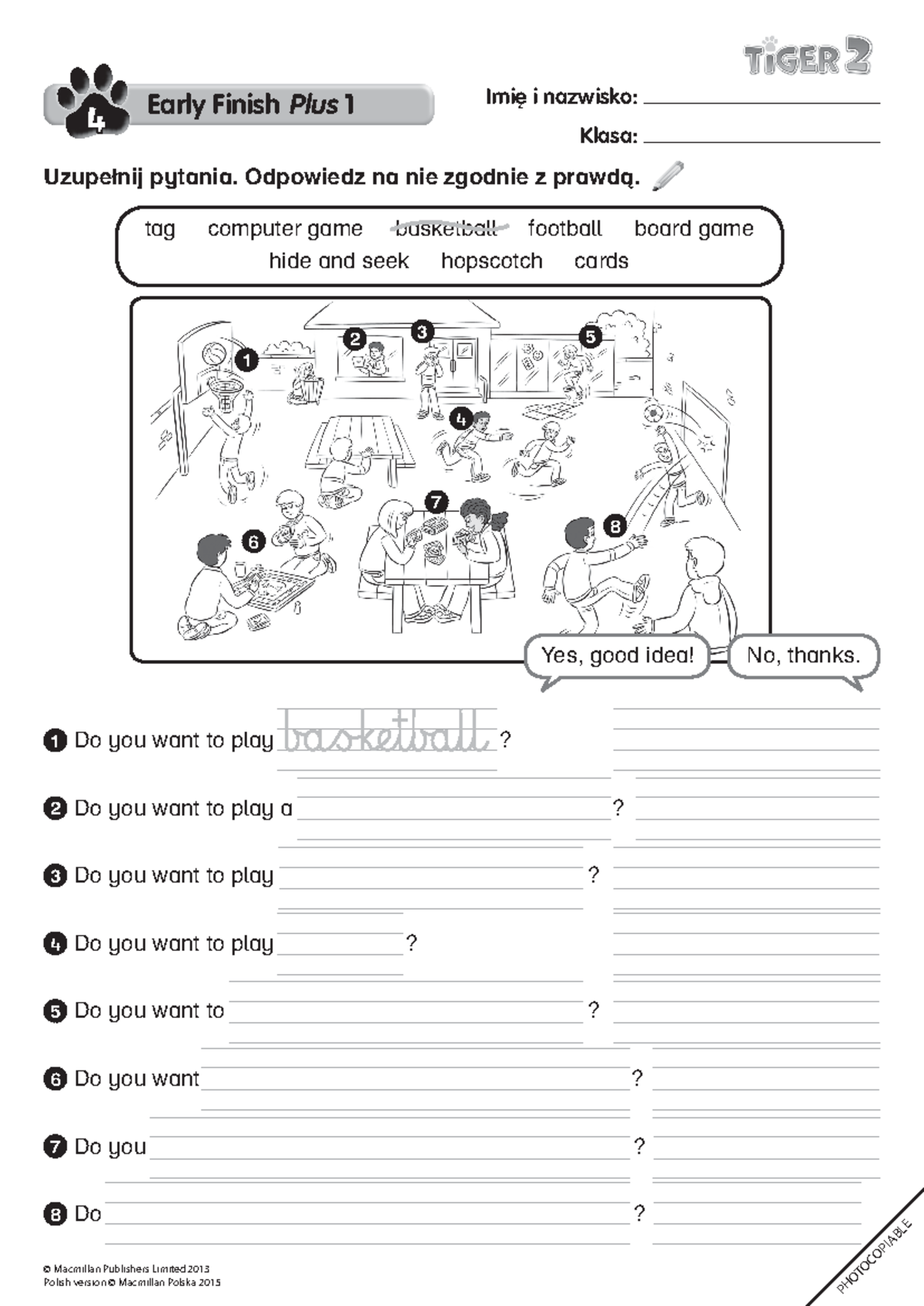 ćwiczenia Powtórzeniowe Unit 4 Tiger 2 Photocopiable Macmillan