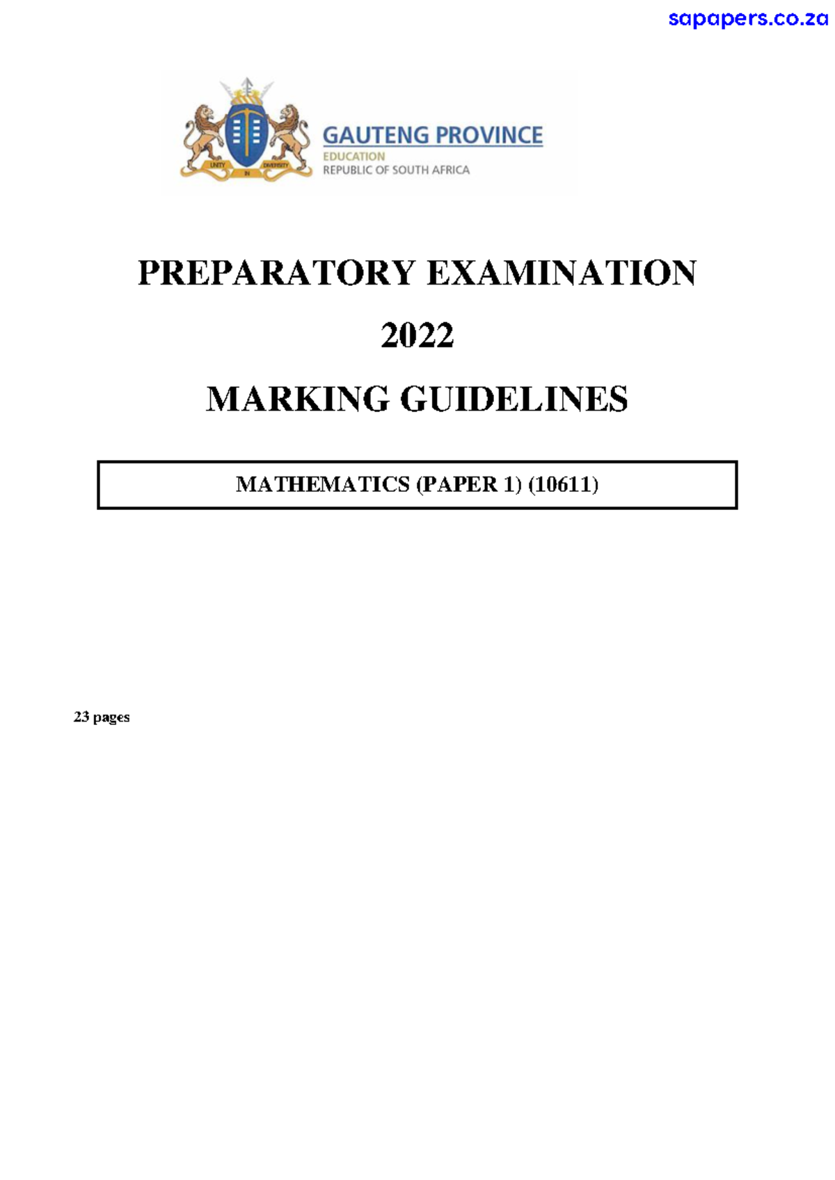 Mathematics P1 (English) 2022 Memo - PREPARATORY EXAMINATION 2022 ...