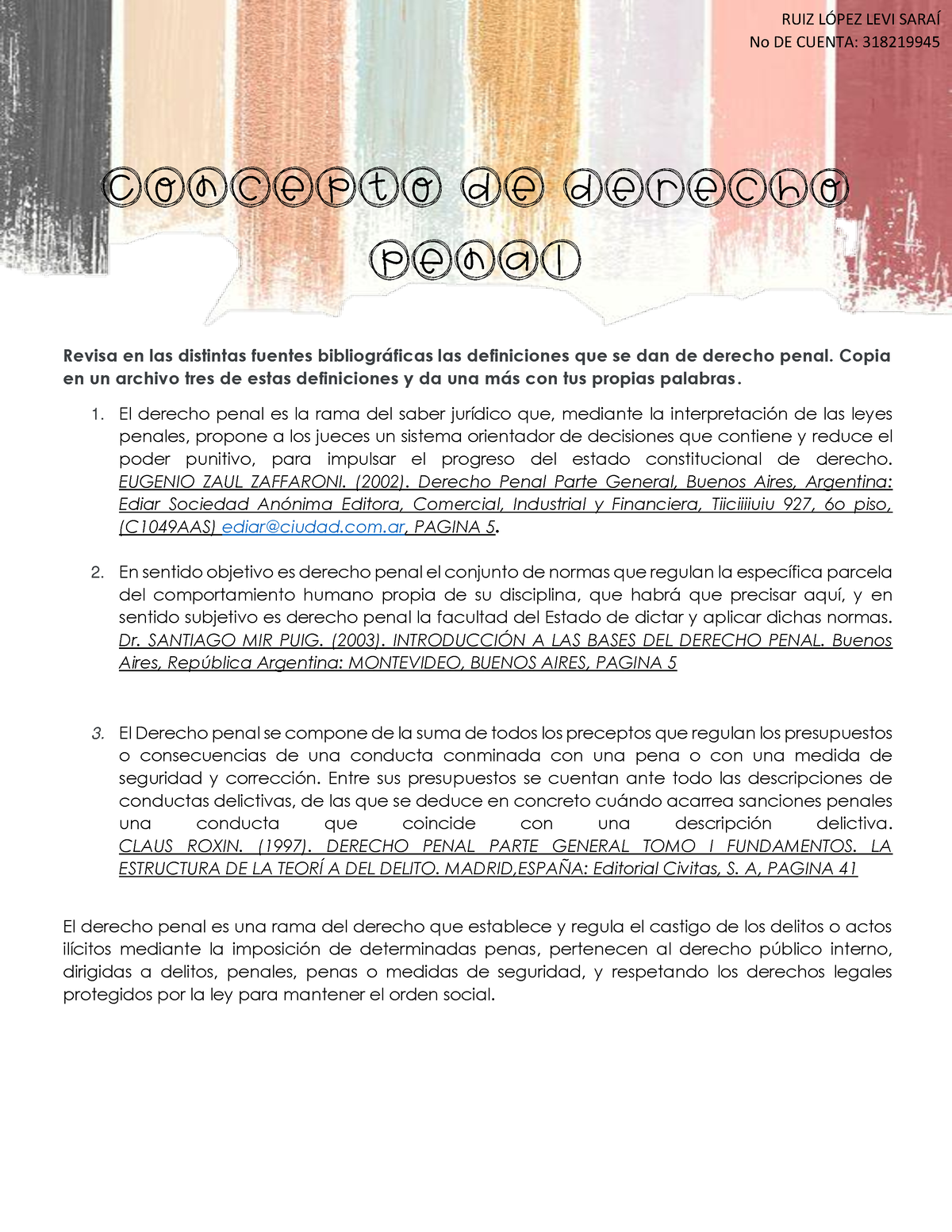 Actividad - Concepto DE Derecho Penal - UNAM - Studocu