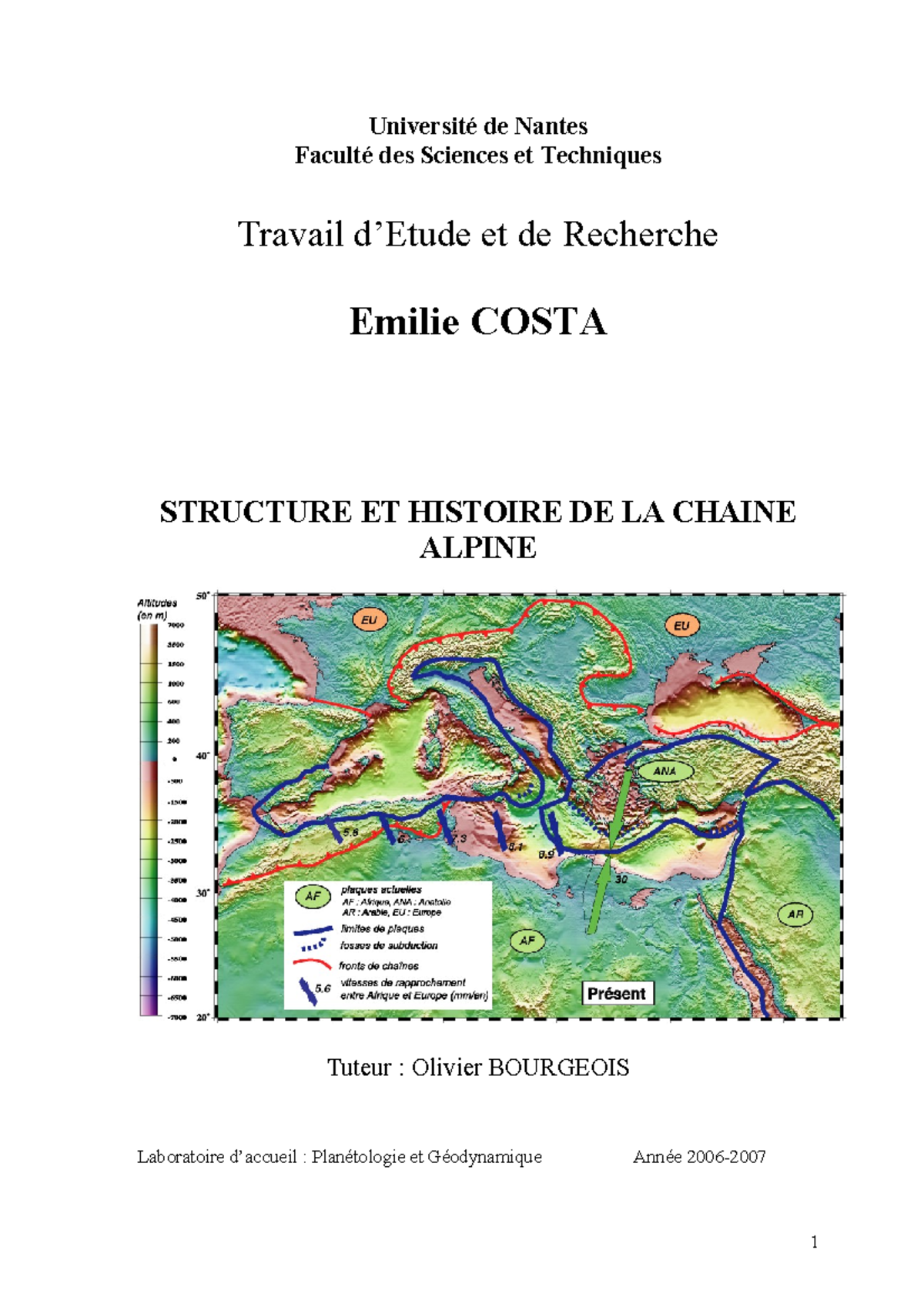 Chaine alpine - cours sur la subduction - Université de Nantes Faculté ...