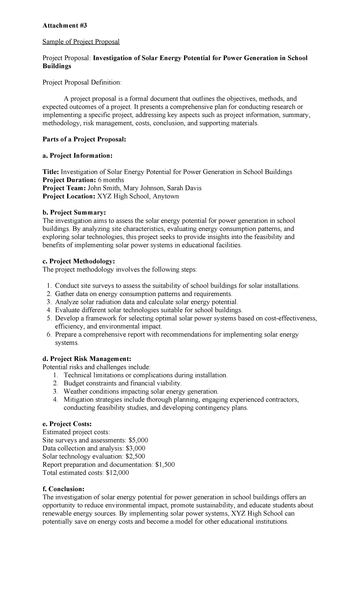 Sample of Project Proposal - Attachment # Sample of Project Proposal ...