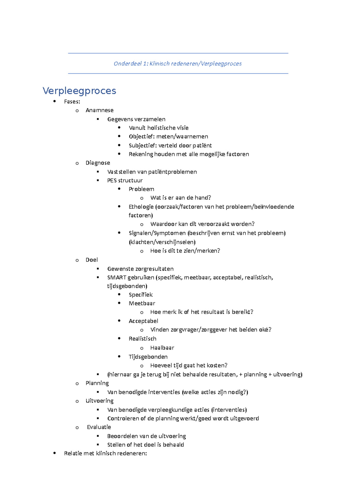 IT1 (blok 1) Gezondheid Samenvatting - Onderdeel 1: Klinisch Redeneren ...