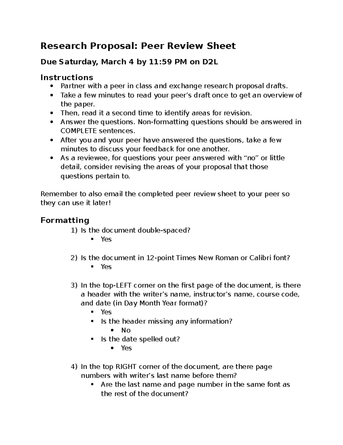 peer review sheet essay