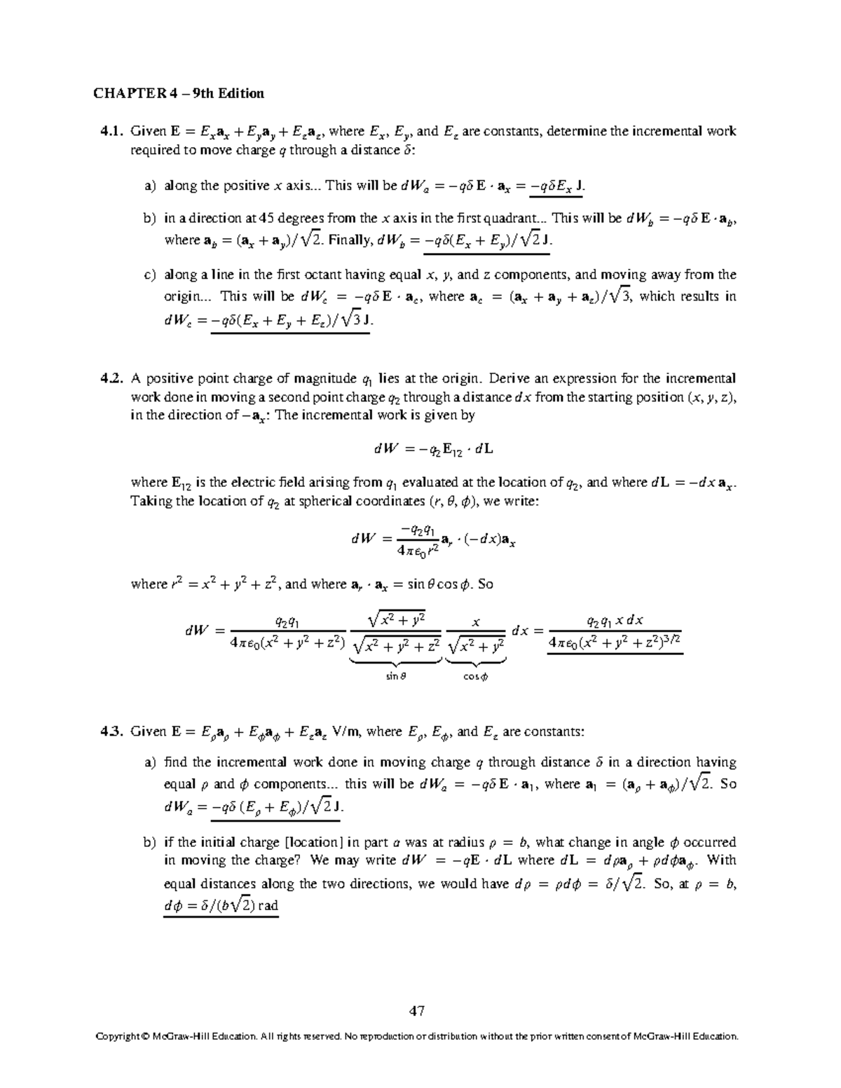 Engineering Electromagnetics 9th solution - CHAPTER 4 9th Edition 4 ...