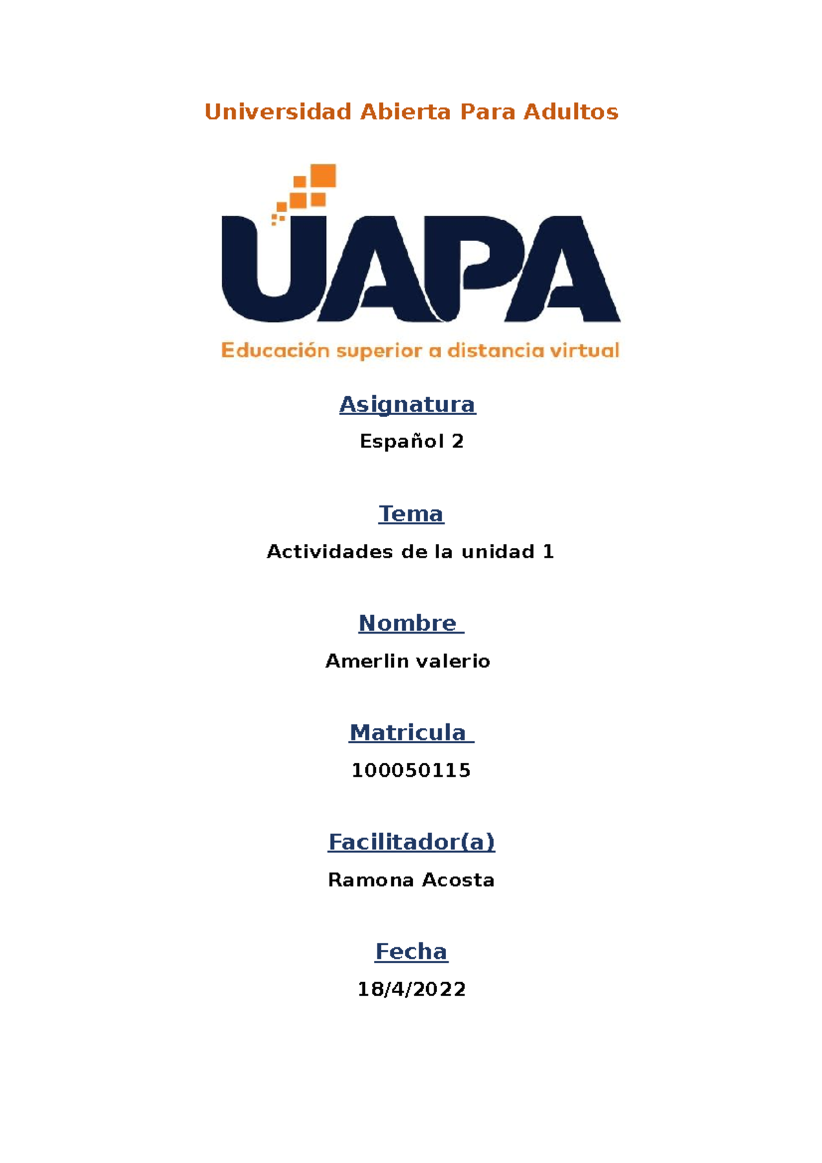 Actividades De La Unidad I - Universidad Abierta Para Adultos ...