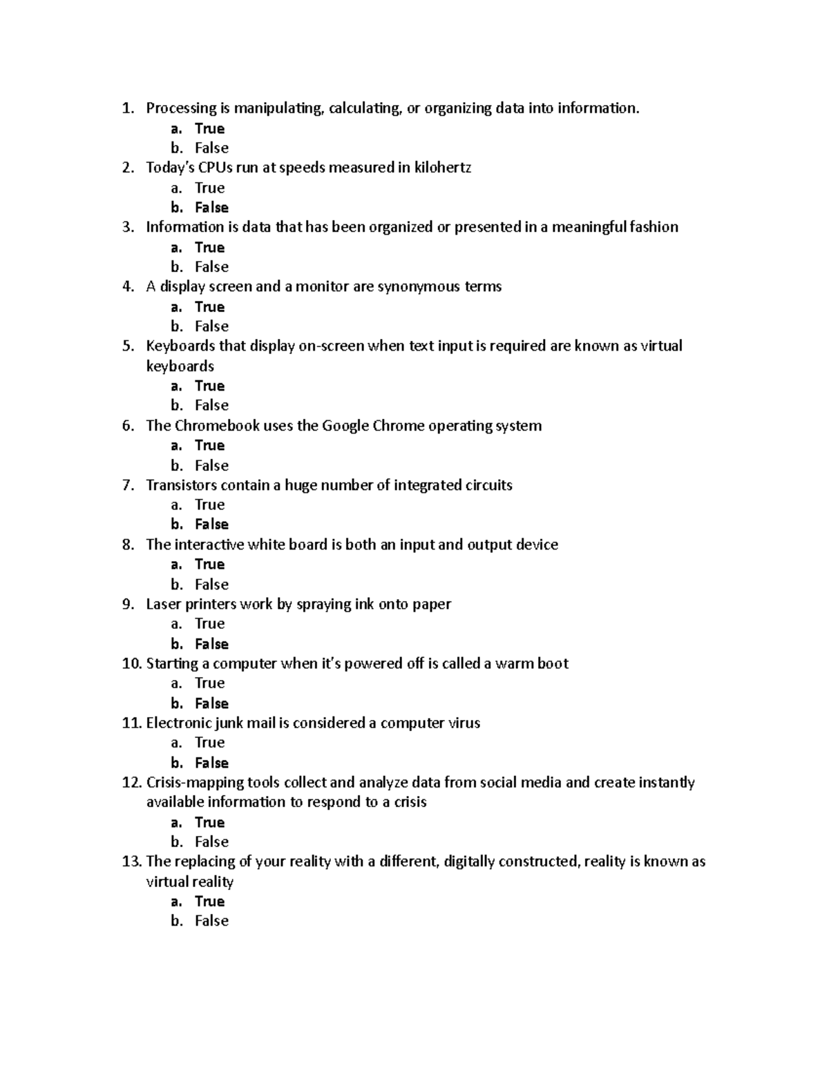 CP102 - Quiz #1 - online summer course quiz + answers - Processing is ...