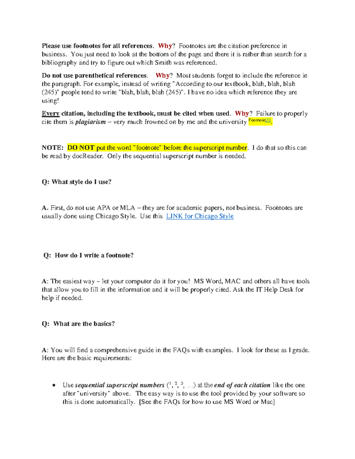 How To Use Footnotes - Please use footnotes for all references. Why ...