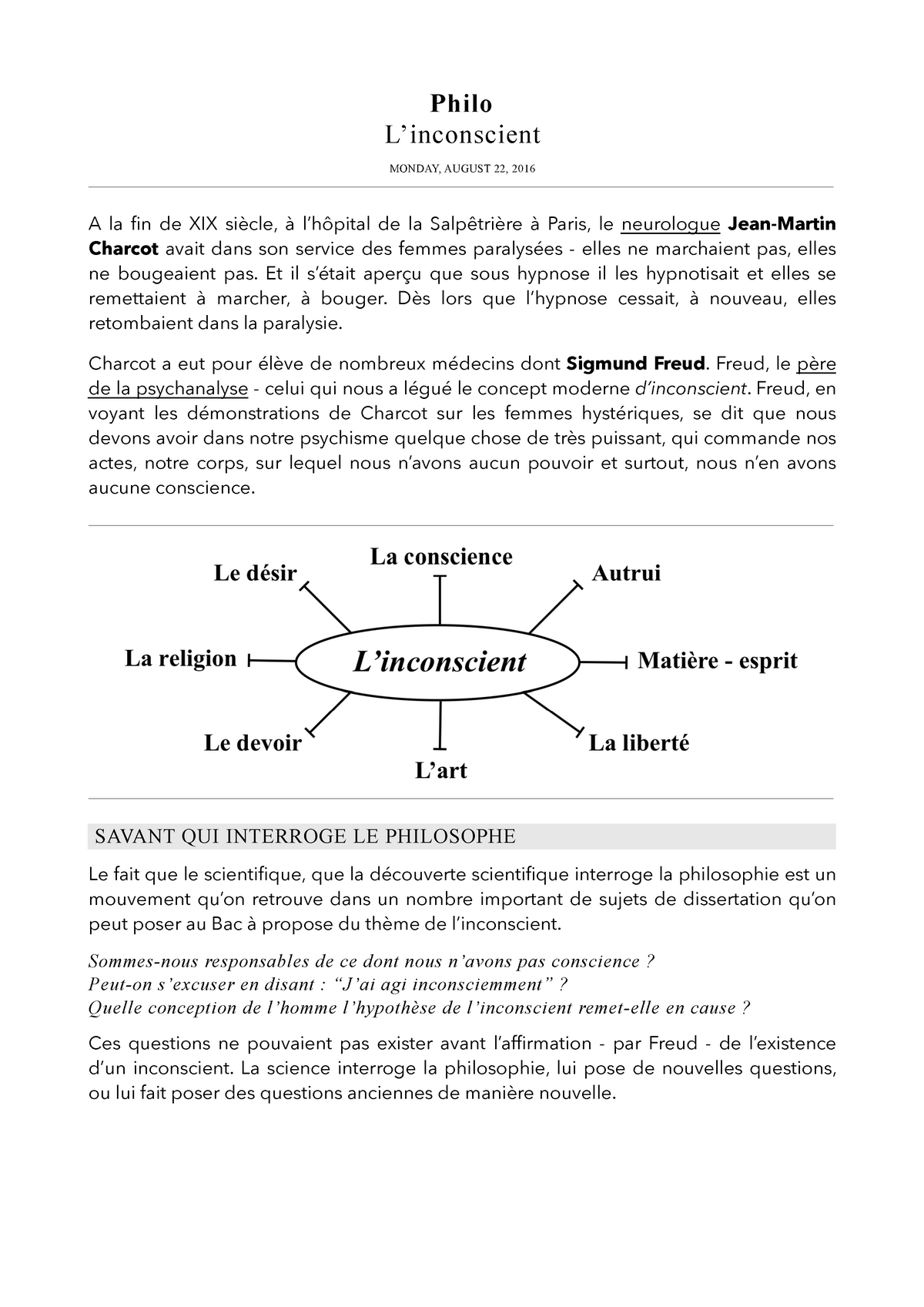 dissertation philo inconscient