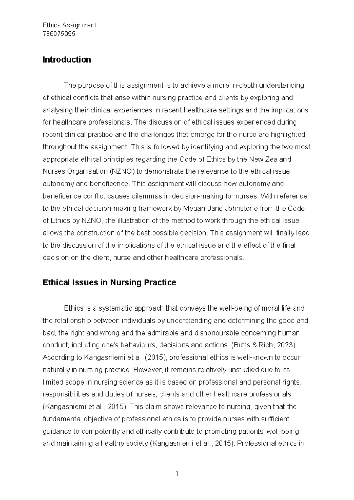 Ethics Assignment - 736075955 Introduction The purpose of this ...