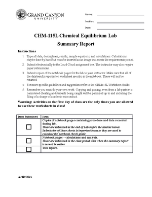 Understanding Chemicals and Moles Lab - CHM-113 - Studocu