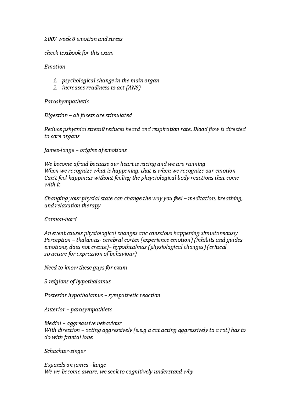 2007 week 8 emotion and stress - 2007 week 8 emotion and stress check ...