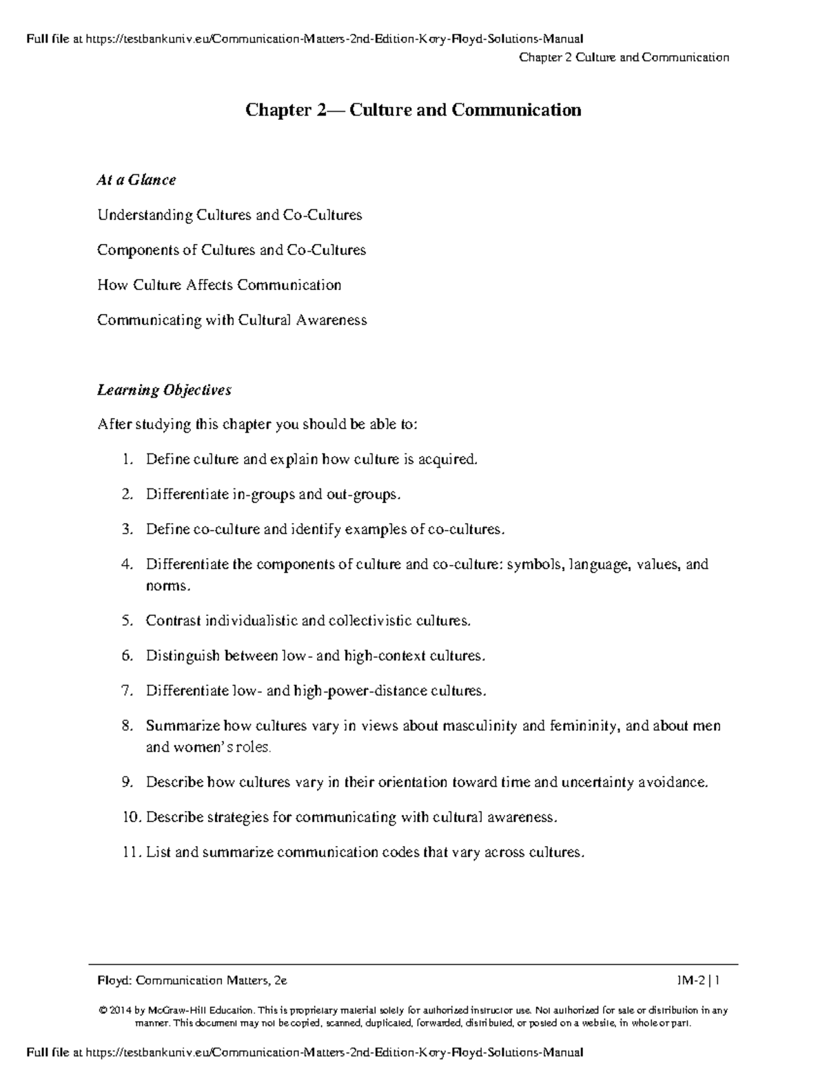 Chapter 2 Culture and Communication Floy - This is proprietary material ...